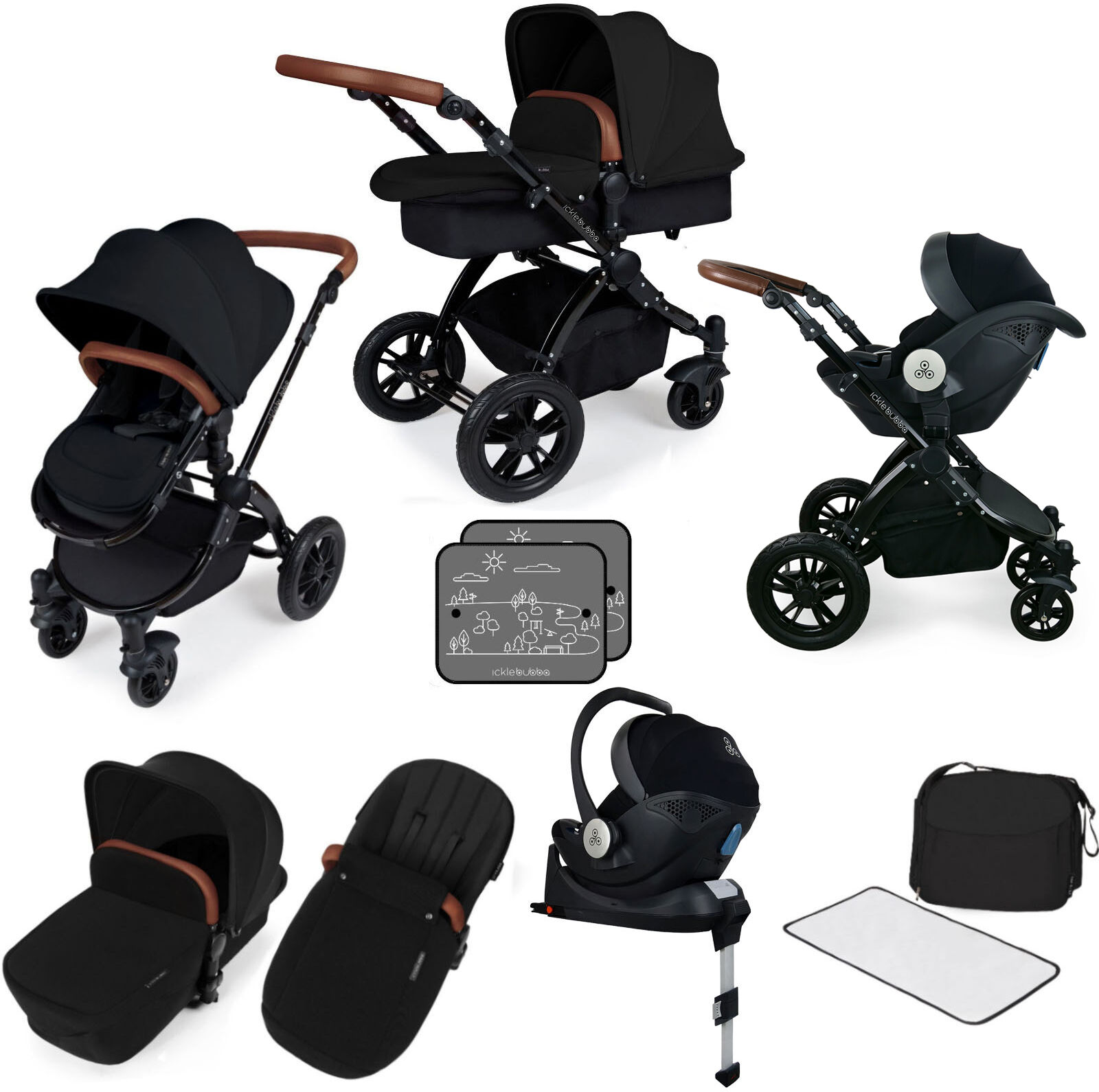 Ickle bubba Stomp V3 All In One i-Size (Mercury) Travel System & Isofix Base - Black / Black Ickle bubba Stomp V3 All In One i-Size (Mercury) Travel System & Isofix Base - Black / Black