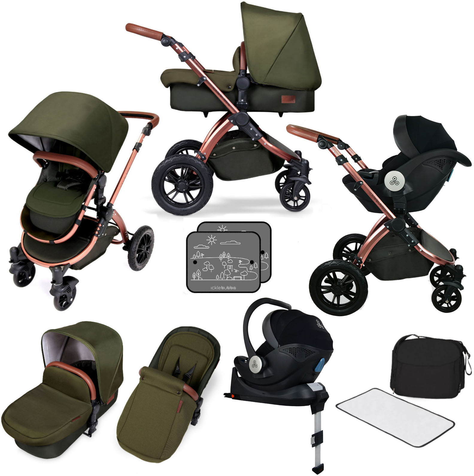 Ickle bubba SE Stomp V4 All In One (Mercury) i-Size Travel System & Isofix Base - Woodland Ickle bubba SE Stomp V4 All In One (Mercury) i-Size Travel System & Isofix Base - Woodland