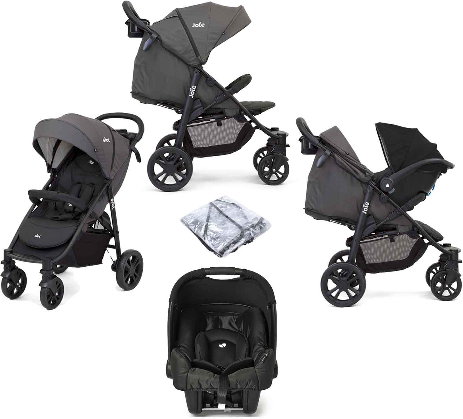 Joie Litetrax 4 Wheel (Gemm) Pushchair Travel System - Coal Joie Litetrax 4 Wheel (Gemm) Pushchair Travel System - Coal