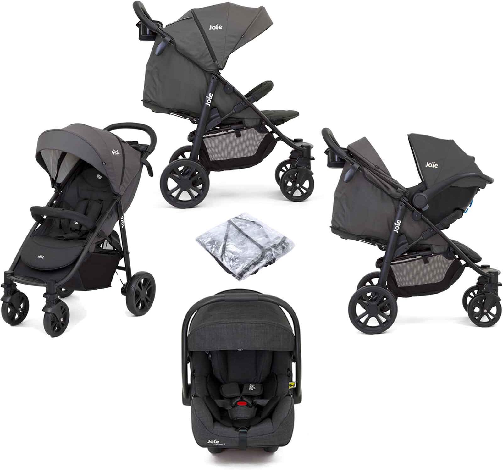 Joie Litetrax 4 Wheel (i-Gemm 2) Pushchair Travel System - Coal Joie Litetrax 4 Wheel (i-Gemm 2) Pushchair Travel System - Coal