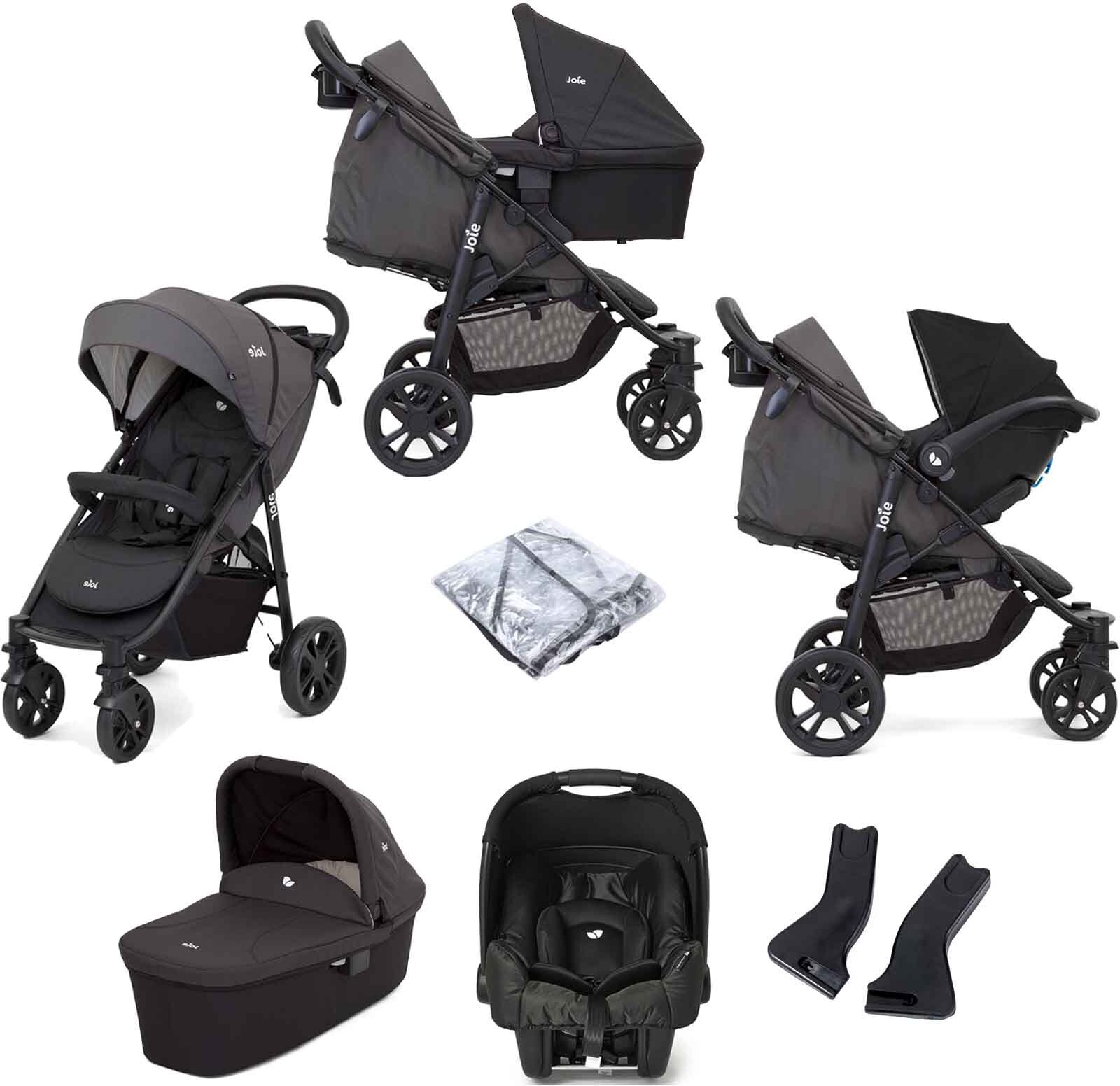 Joie Litetrax 4 Wheel (Gemm) Travel System with Carrycot - Coal Joie Litetrax 4 Wheel (Gemm) Travel System with Carrycot - Coal
