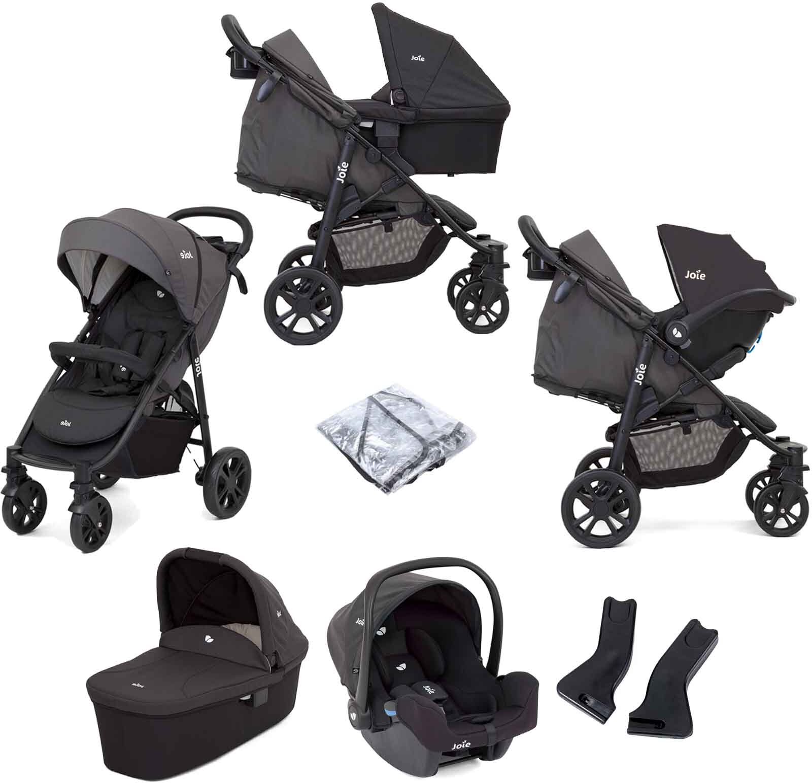 Joie Litetrax 4 Wheel (i-Snug) Travel System with Carrycot - Coal Joie Litetrax 4 Wheel (i-Snug) Travel System with Carrycot - Coal