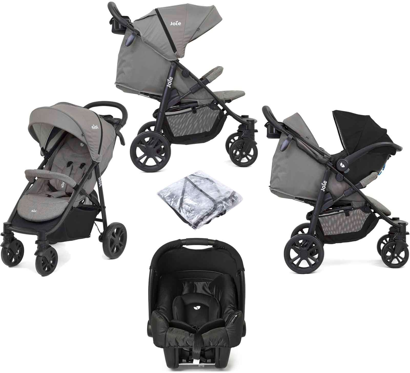 Joie Litetrax 4 Wheel (Gemm) Pushchair Travel System - Grey Flannel