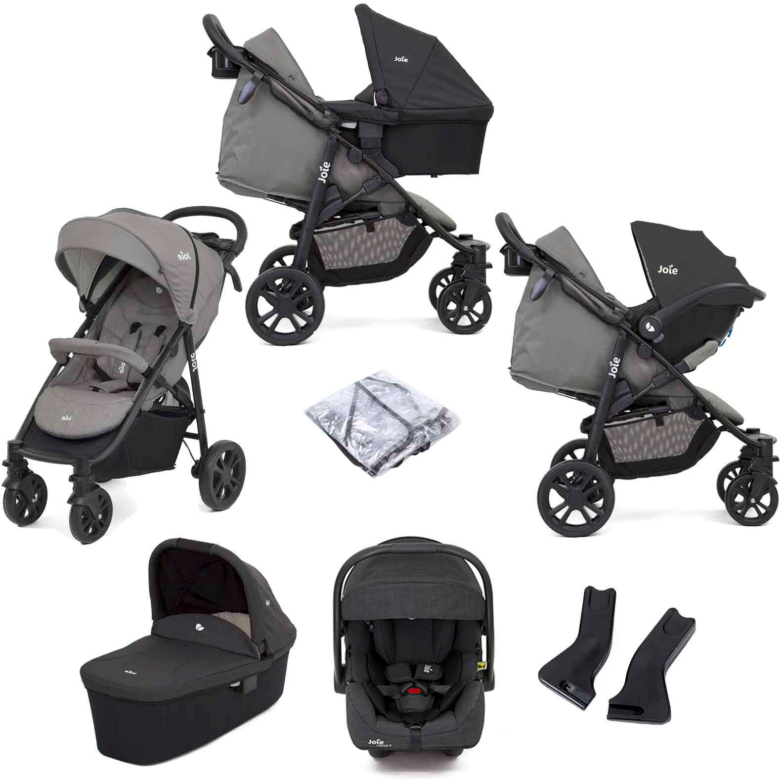 Joie Litetrax 4 Wheel (i-Gemm 2) Travel System with Carrycot - Grey Flannel Joie Litetrax 4 Wheel (i-Gemm 2) Travel System with Carrycot - Grey Flannel