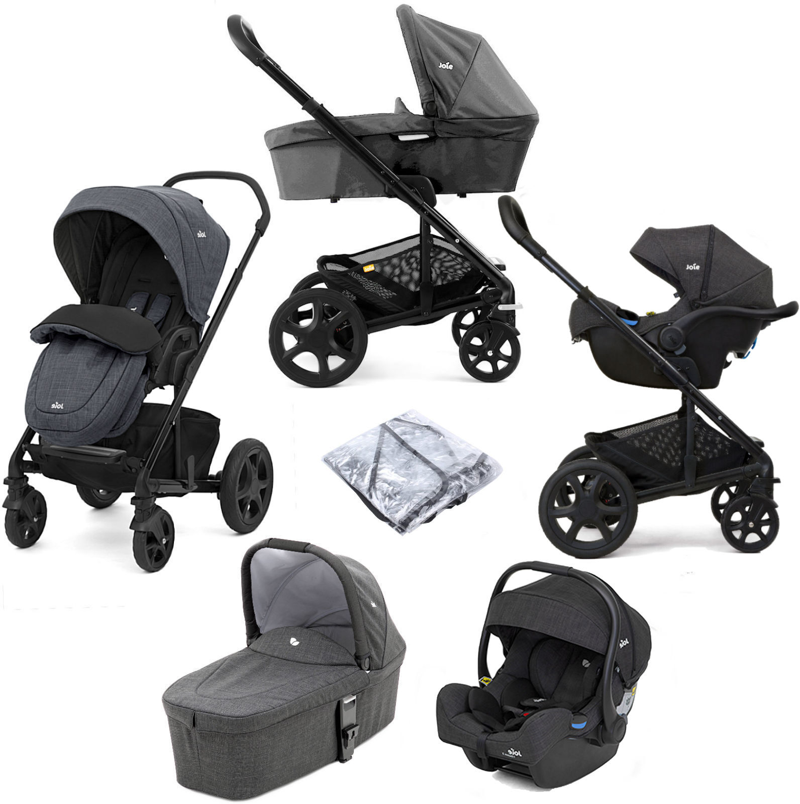 Joie Chrome DLX (i-Gemm 2 Car Seat) Travel System & Carrycot (inc Footmuff) - Pavement Joie Chrome DLX (i-Gemm 2 Car Seat) Travel System & Carrycot (inc Footmuff) - Pavement