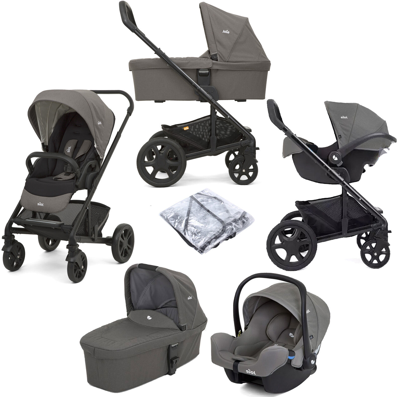Joie Chrome Trio (I-Snug) Travel System With Carrycot - Grey Joie Chrome Trio (I-Snug) Travel System With Carrycot - Grey