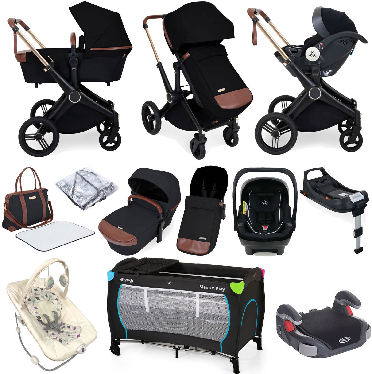 Ickle Bubba Aston Rose (Mercury) 13 Piece Everything You Need Travel System Bundle with ISOFIX Base - Black Ickle Bubba Aston Rose (Mercury) 13 Piece Everything You Need Travel System Bundle with ISOFIX Base - Black