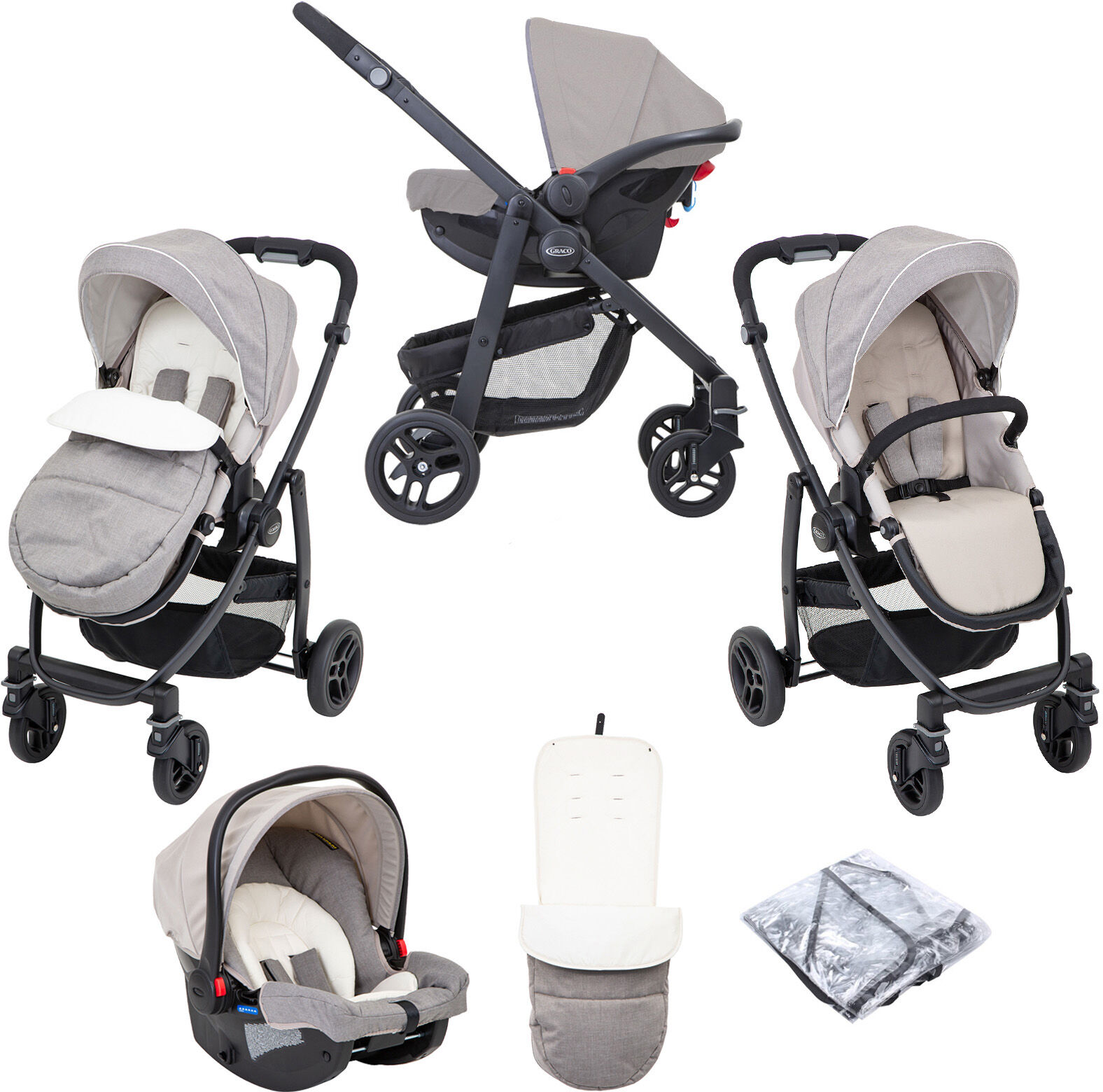 Graco Evo (SnugRide Car Seat) Travel System - Toasted Almond Graco Evo (SnugRide Car Seat) Travel System - Toasted Almond