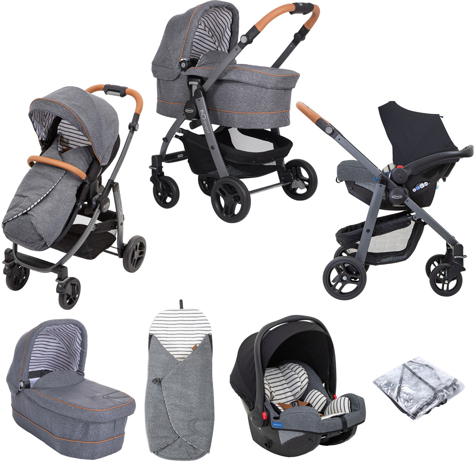 Graco Evo Avant (SnugRide Car Seat) Travel System - Breton Stripe Graco Evo Avant (SnugRide Car Seat) Travel System - Breton Stripe