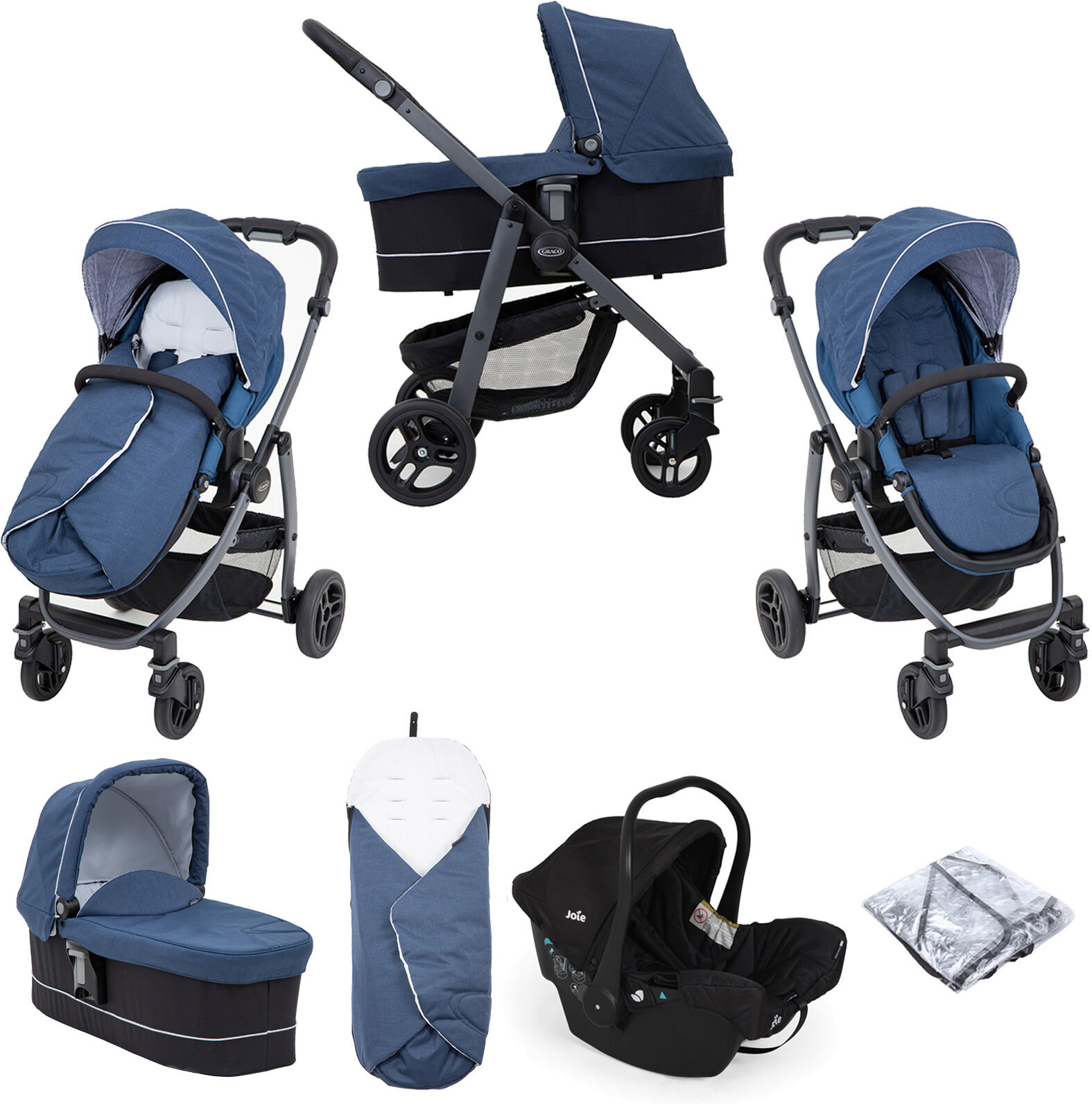 Graco Evo Avant (Juva) Travel System with Carrycot - Ink