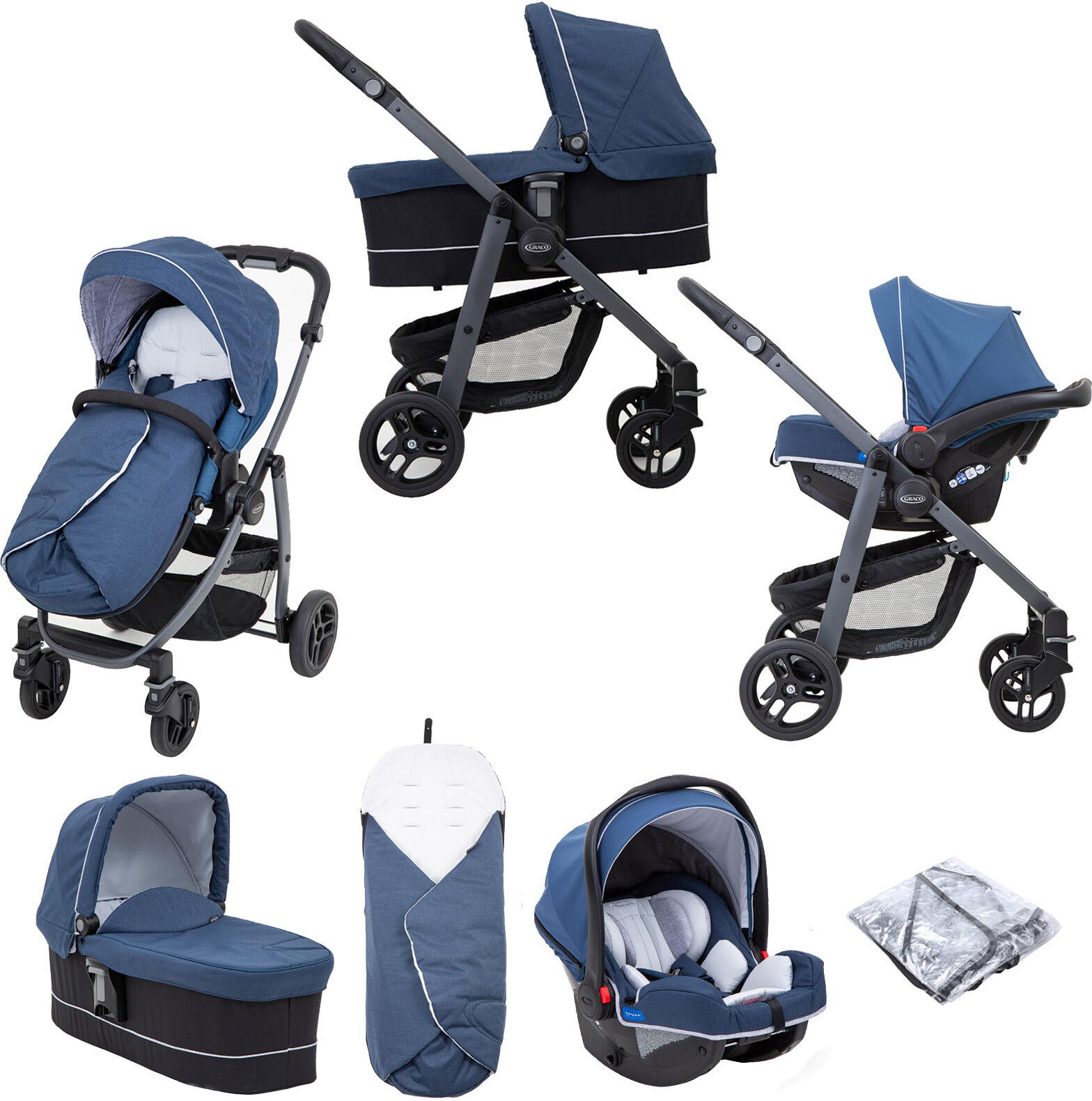 Graco Evo Avant (SnugRide Car Seat) Travel System - Ink Graco Evo Avant (SnugRide Car Seat) Travel System - Ink