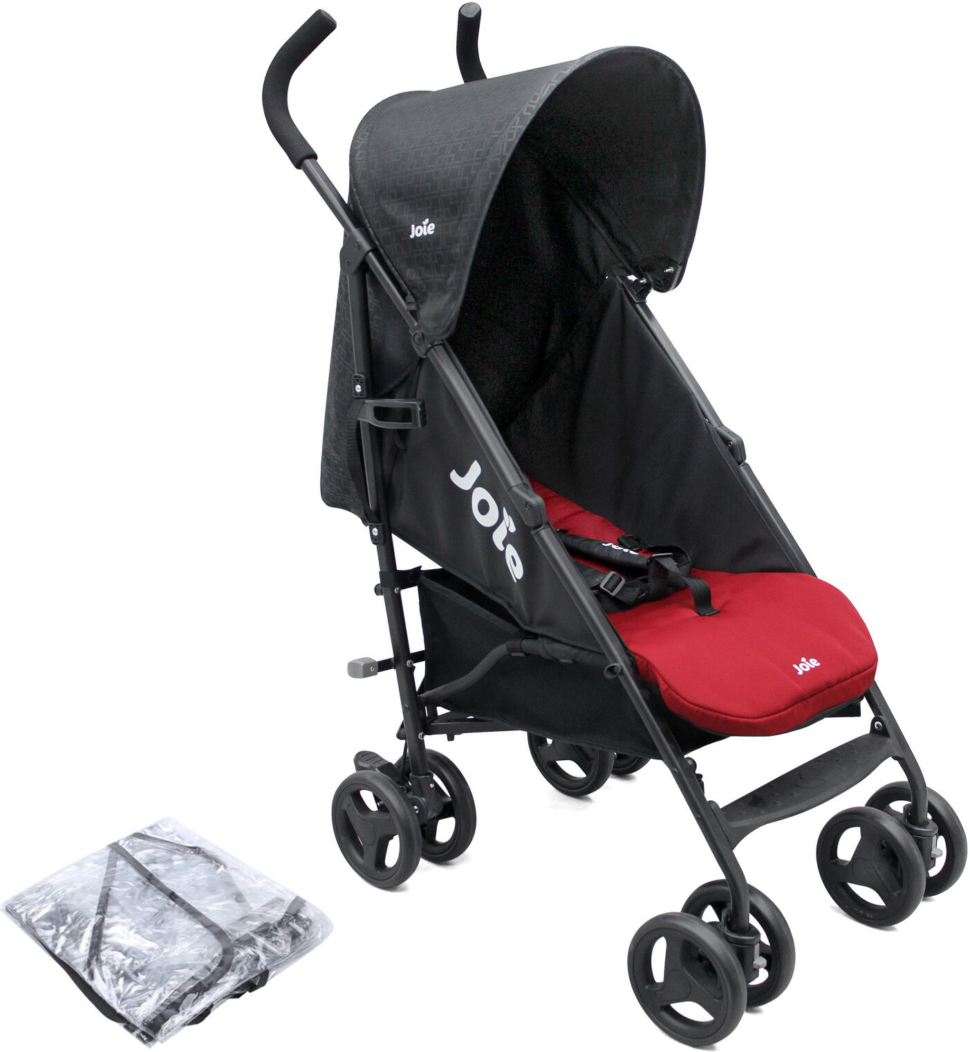 Joie Nitro Pushchair Stroller with Raincover - Black & Red Joie Nitro Pushchair Stroller with Raincover - Black & Red