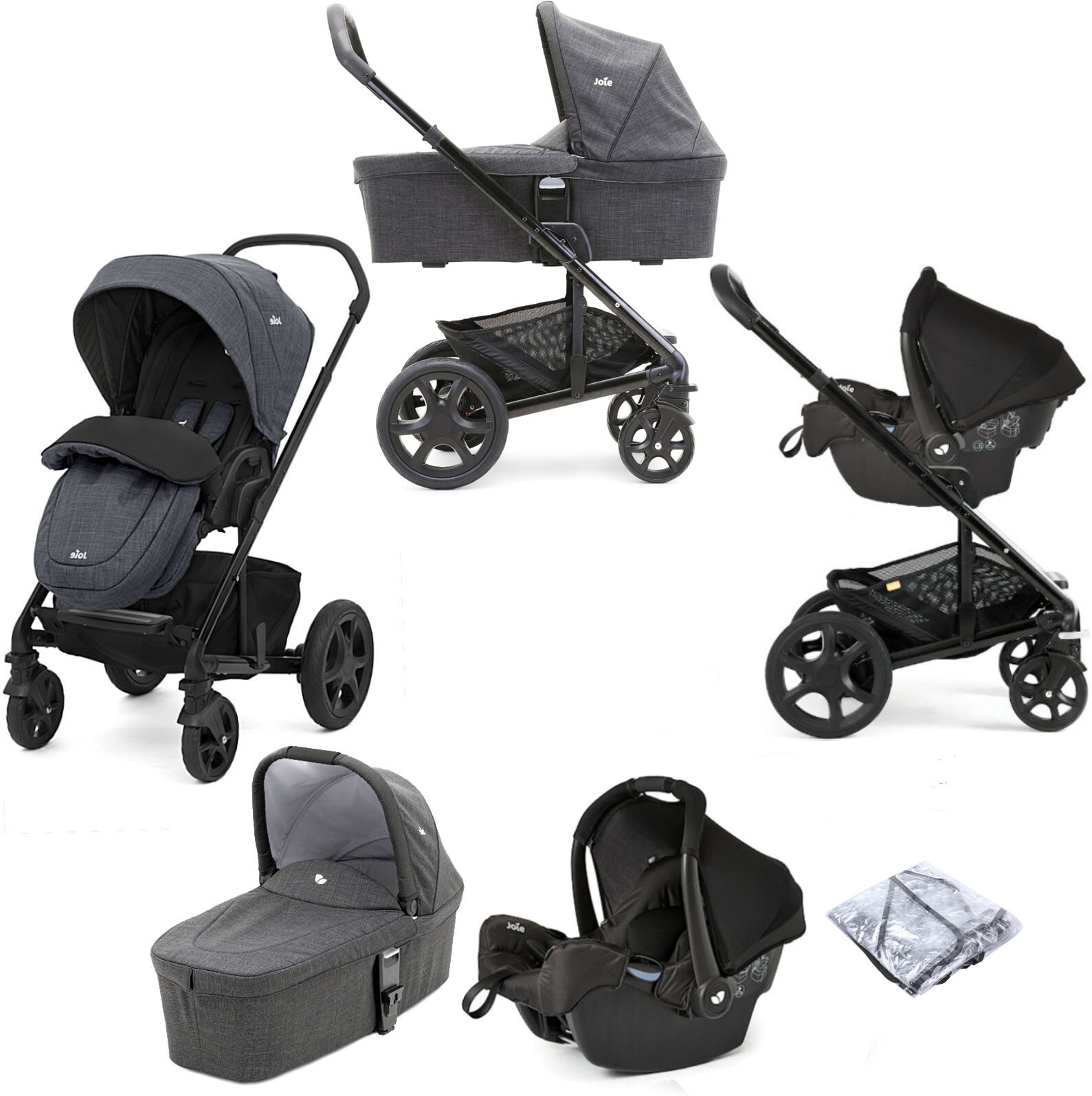 Joie Chrome DLX (Gemm) Travel System With Carrycot - Pavement Joie Chrome DLX (Gemm) Travel System With Carrycot - Pavement