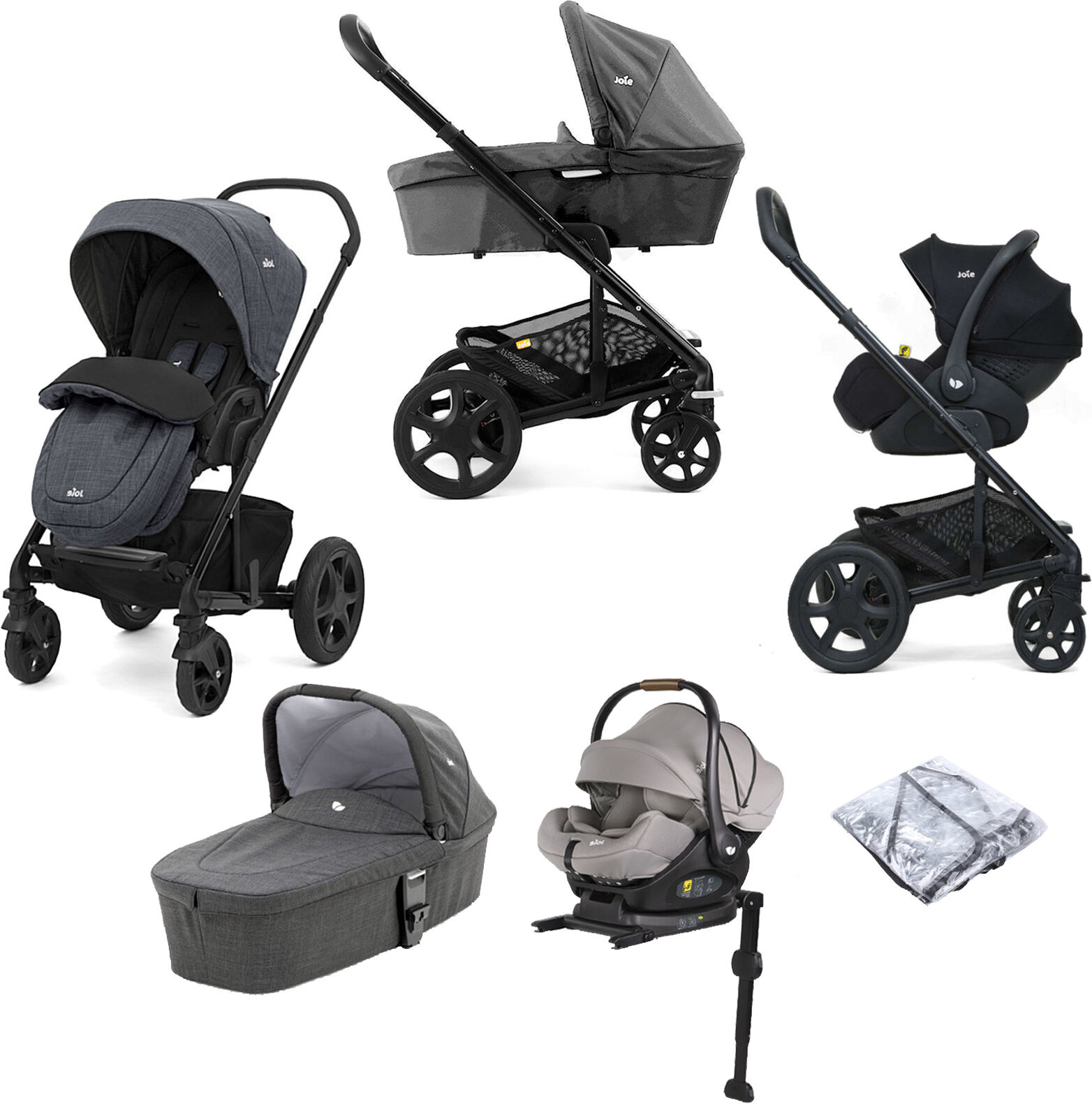 Joie Chrome DLX (i-Level) Travel System With Carrycot (inc Footmuff & ISOFIX Base) - Pavement Joie Chrome DLX (i-Level) Travel System With Carrycot (inc Footmuff & ISOFIX Base) - Pavement