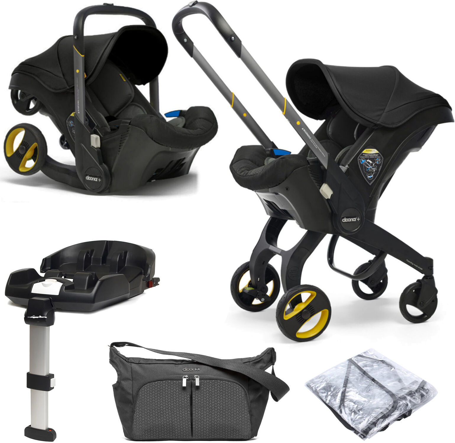 Doona Infant Car Seat / Stroller With ISOFIX Base & Free Raincover & Changing Bag - Nitro Black Doona Infant Car Seat / Stroller With ISOFIX Base & Free Raincover & Changing Bag - Nitro Black