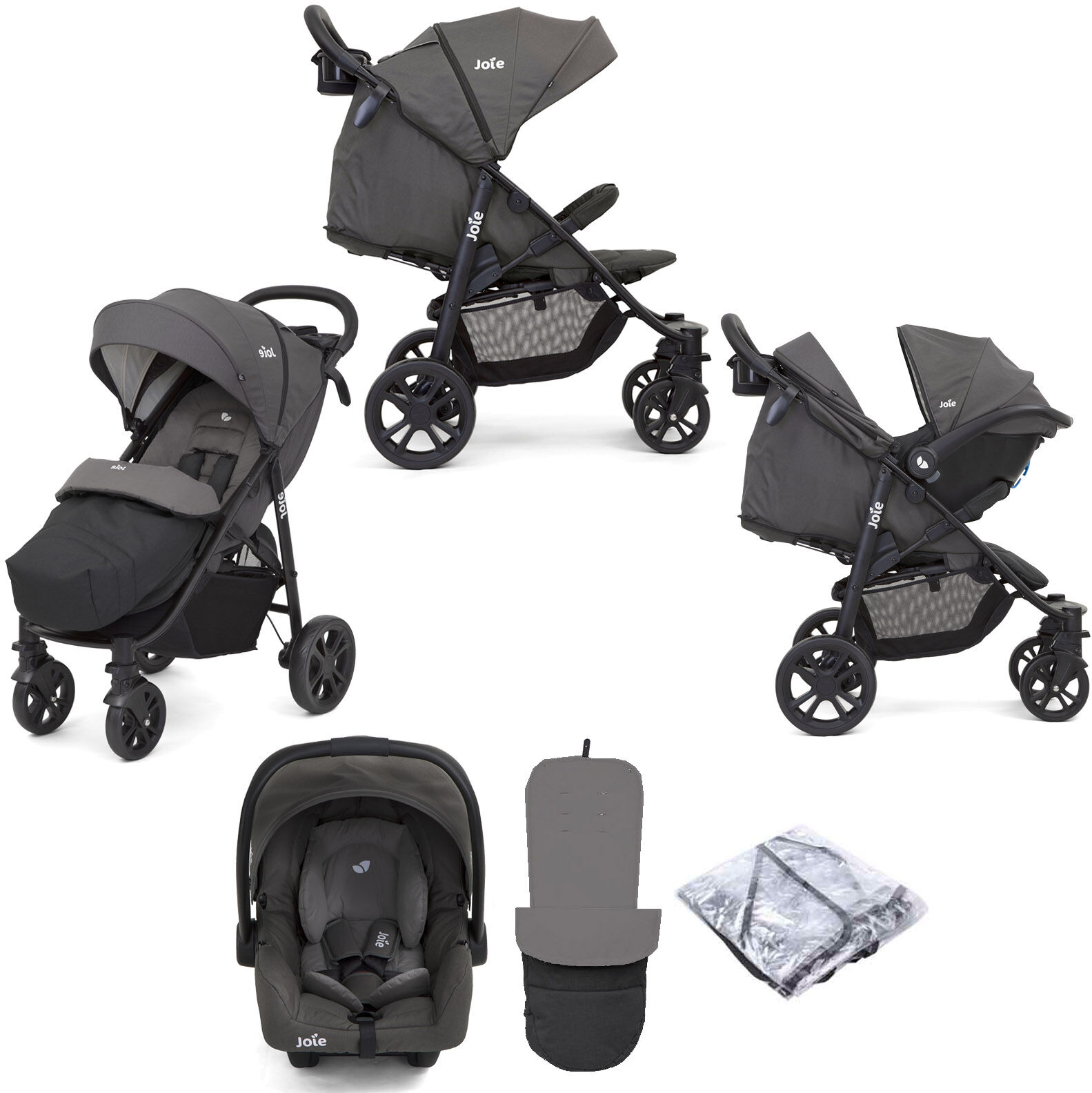 Joie Litetrax 4 Wheel (Gemm) Pushchair Travel System - Coal Joie Litetrax 4 Wheel (Gemm) Pushchair Travel System - Coal