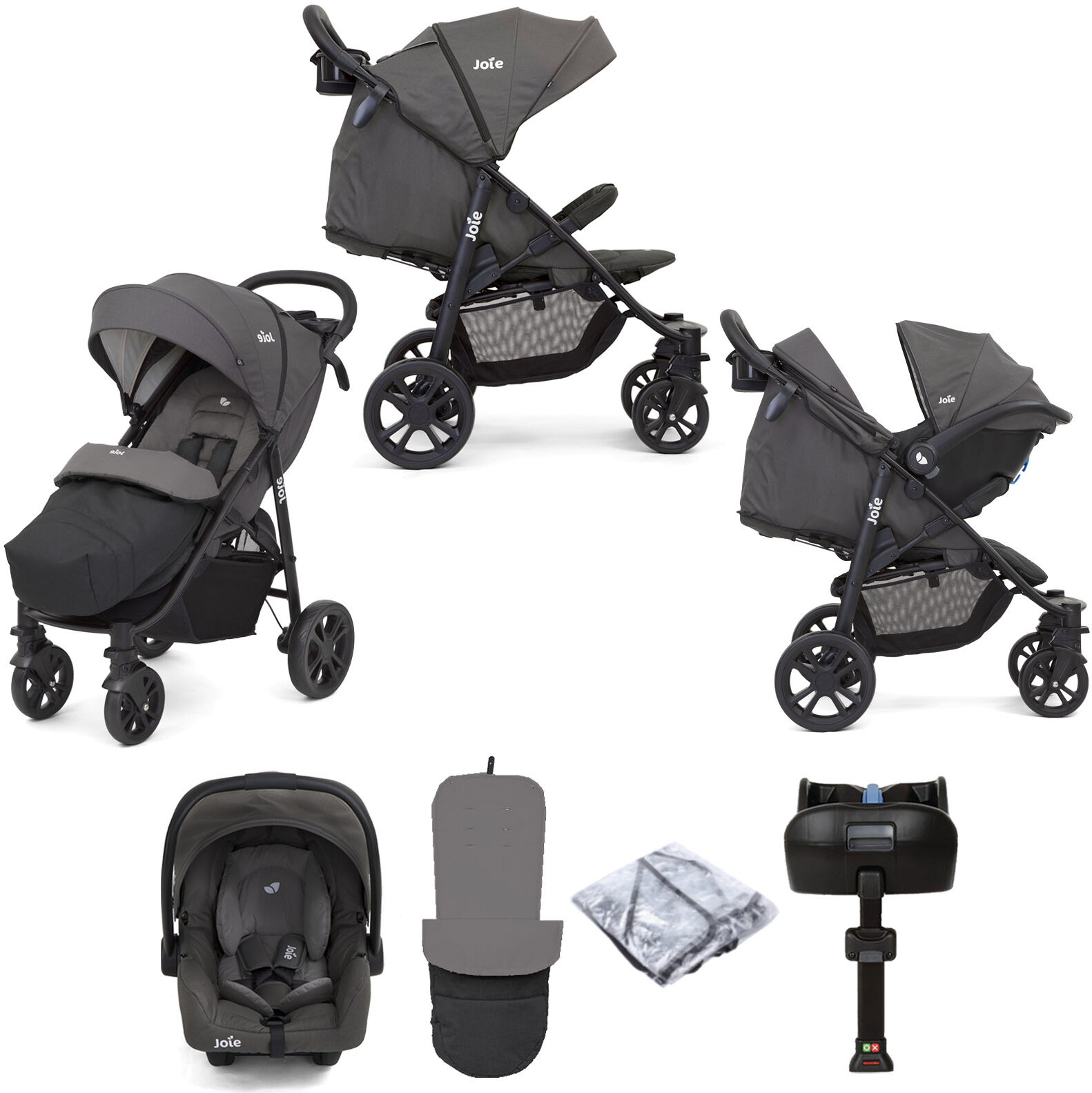 Joie Litetrax 4 Wheel (Gemm) Pushchair Travel System & ISOFIX Base - Coal Joie Litetrax 4 Wheel (Gemm) Pushchair Travel System & ISOFIX Base - Coal