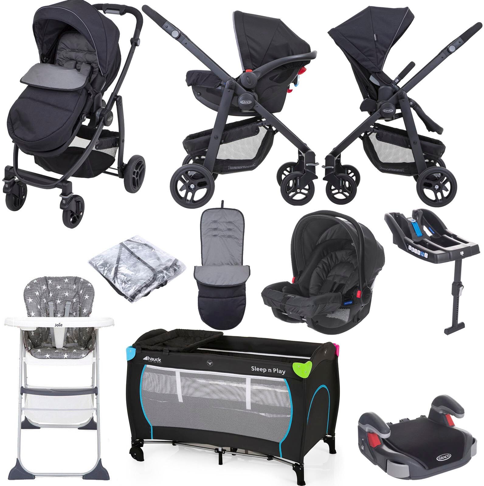 Graco Evo (SnugRide Car Seat) Everything You Need Travel System Bundle & Belted Safety Base - Black / Grey Graco Evo (SnugRide Car Seat) Everything You Need Travel System Bundle & Belted Safety Base - Black / Grey