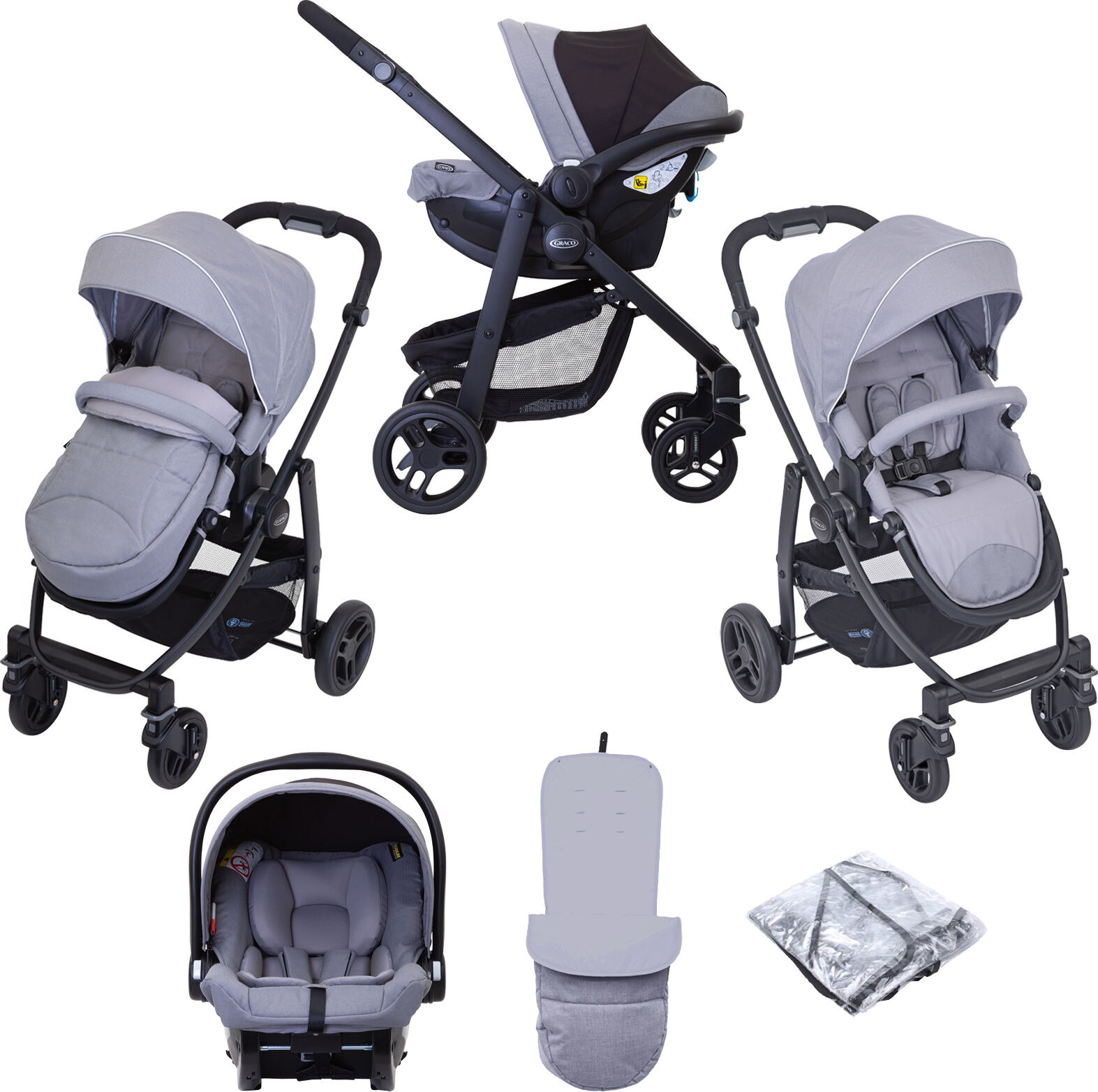 Graco Evo (SnugEssentials Car Seat) Travel System - Steeple Grey