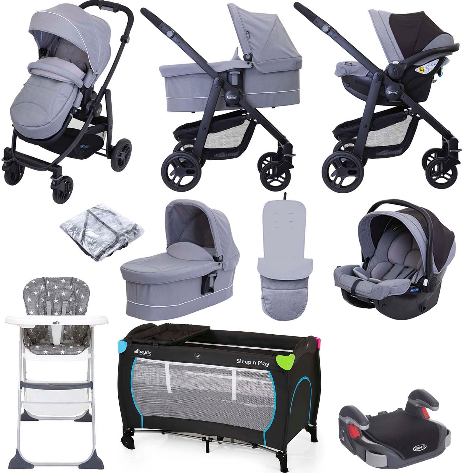 Graco Evo (SnugEssentials Car Seat) Everything You Need Travel System Bundle with Carrycot - Steeple Grey Graco Evo (SnugEssentials Car Seat) Everything You Need Travel System Bundle with Carrycot - Steeple Grey
