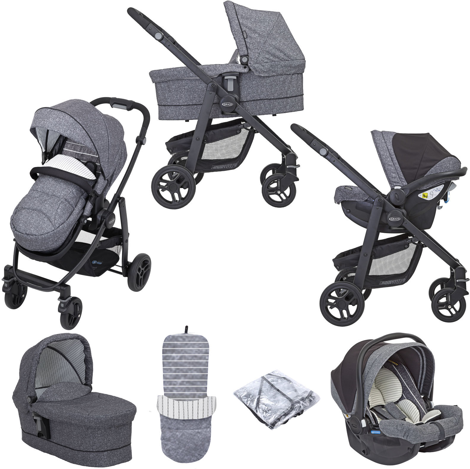 Graco Evo (SnugEssentials Car Seat i-Size) Travel System with Carrycot - Suits Me Graco Evo (SnugEssentials Car Seat i-Size) Travel System with Carrycot - Suits Me