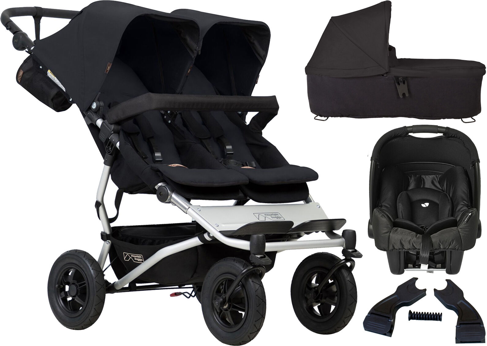 Mountain Buggy Duet V3 (Gemm) Travel System & Carrycot - Black Mountain Buggy Duet V3 (Gemm) Travel System & Carrycot - Black