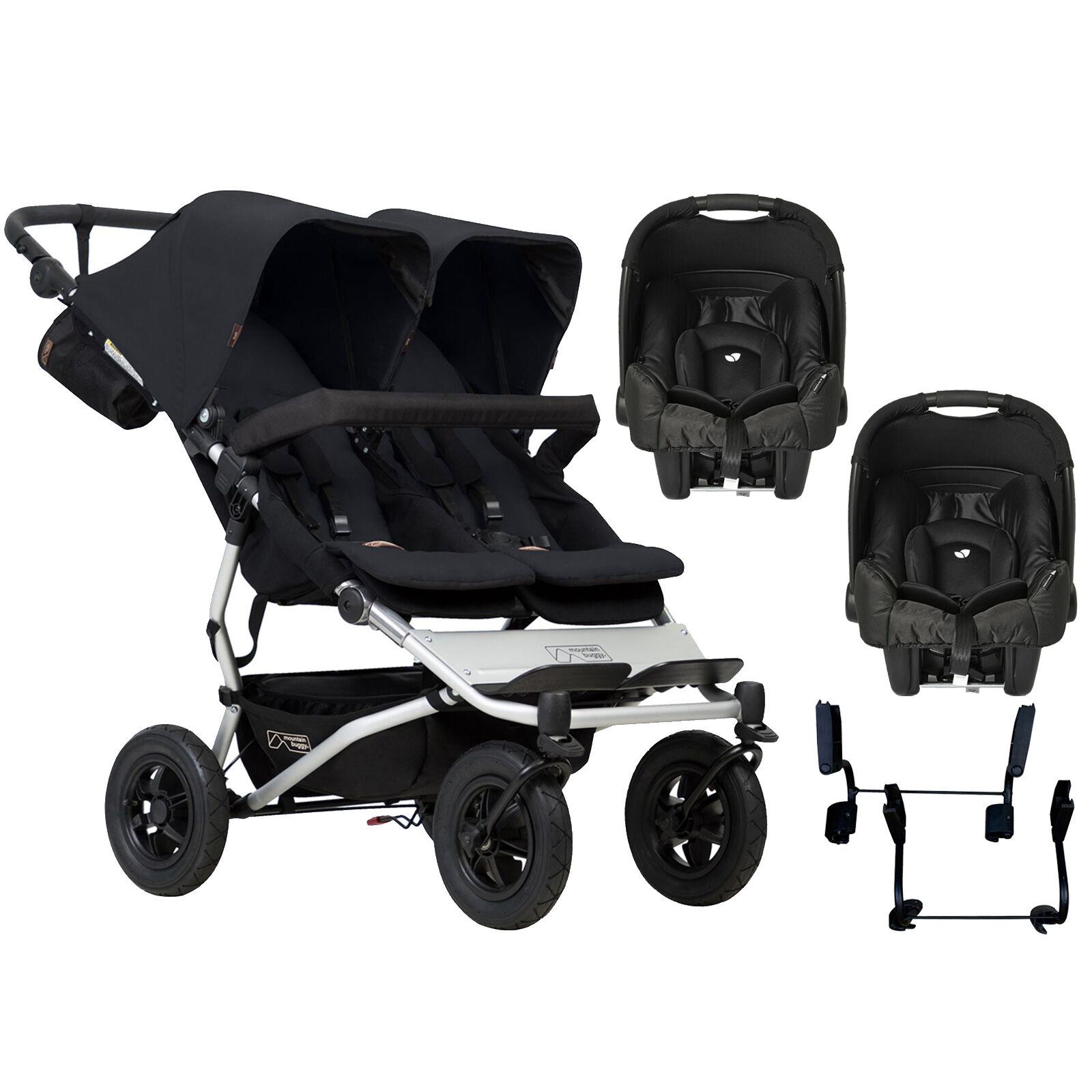 Mountain Buggy Duet V3 Double (Gemm) Travel System - Black