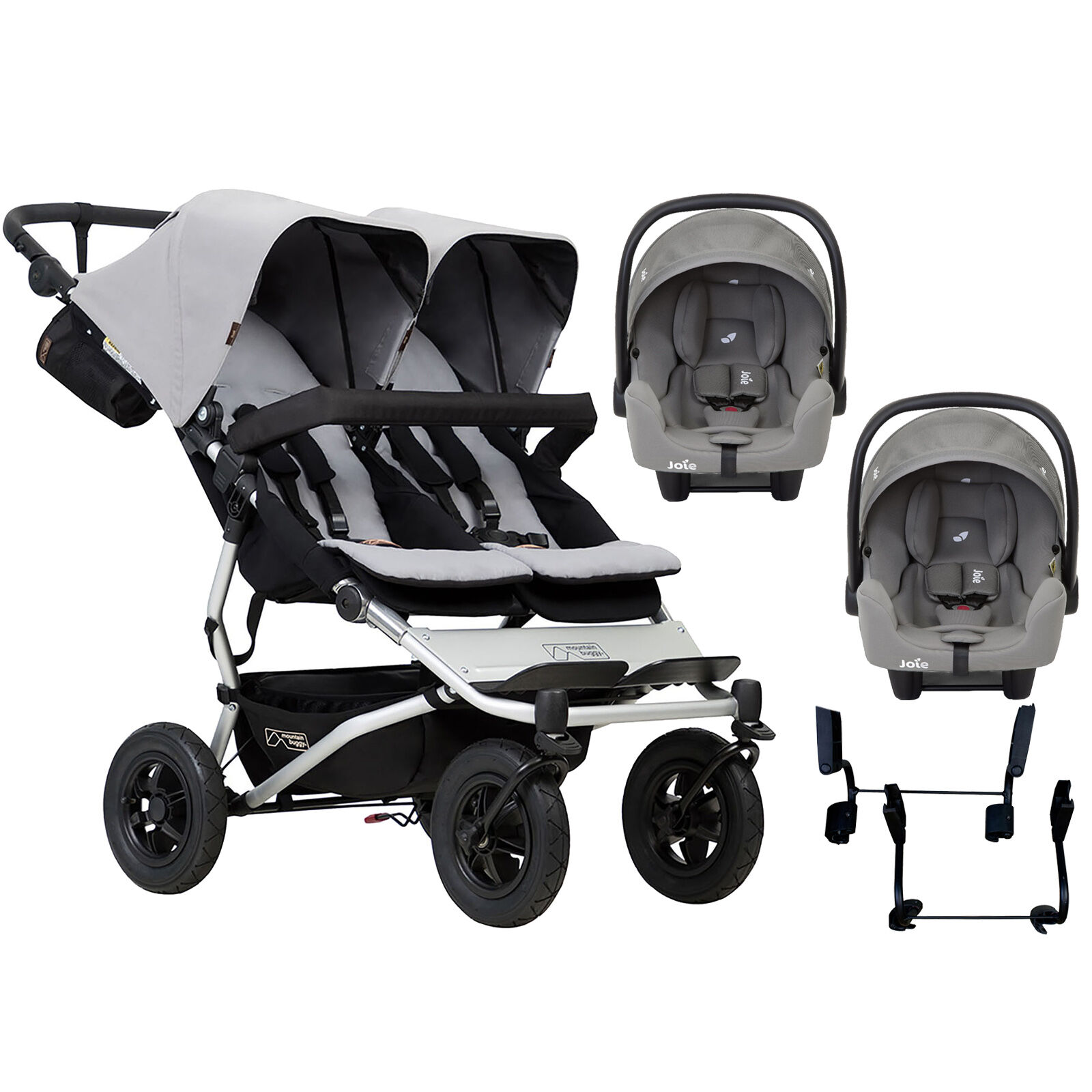Mountain Buggy Duet V3 Double (i-Snug) Travel System - Silver