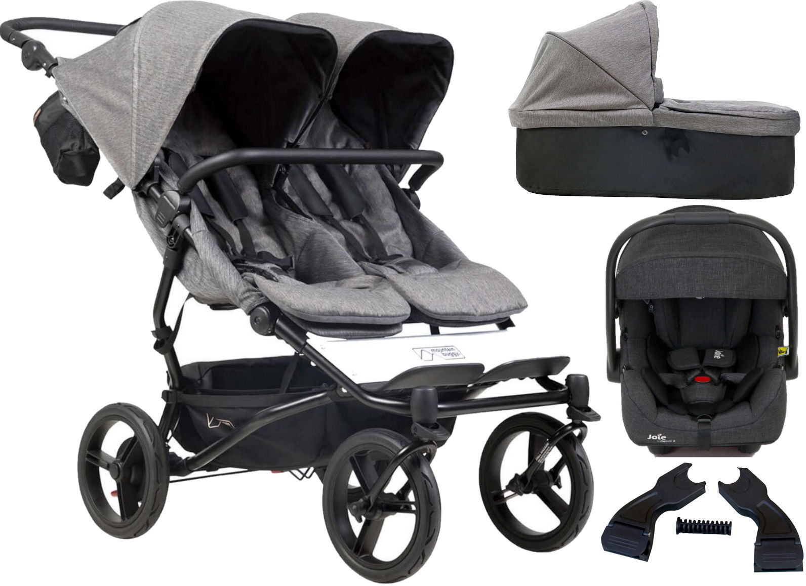 Mountain Buggy Duet Luxury Twin (i-Gemm 2) Travel System With Carrycot - Herringbone Mountain Buggy Duet Luxury Twin (i-Gemm 2) Travel System With Carrycot - Herringbone