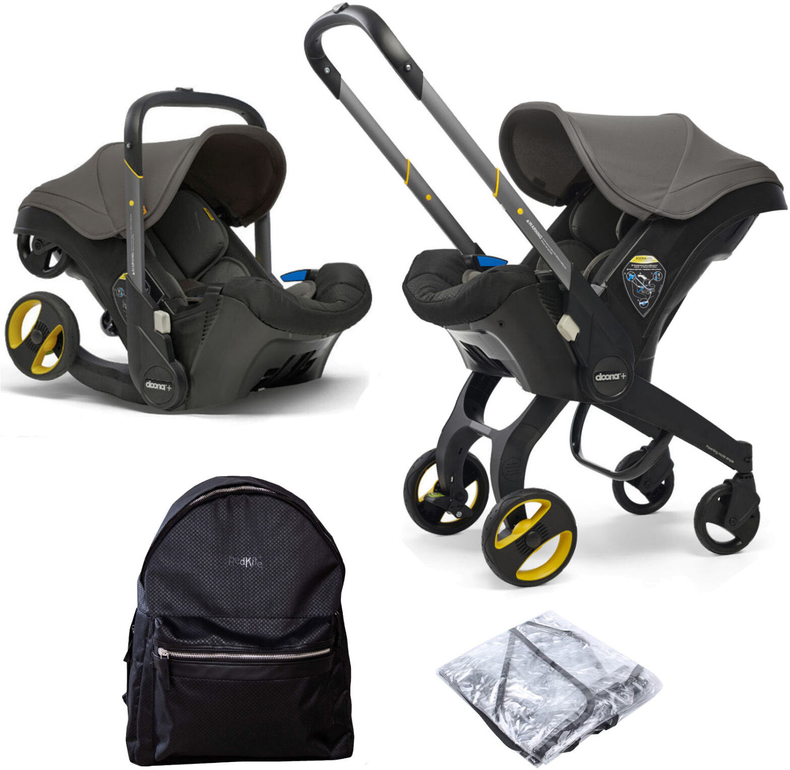 Doona Infant Car Seat / Stroller With Universal Raincover & Changing Bag - Urban Grey Doona Infant Car Seat / Stroller With Universal Raincover & Changing Bag - Urban Grey
