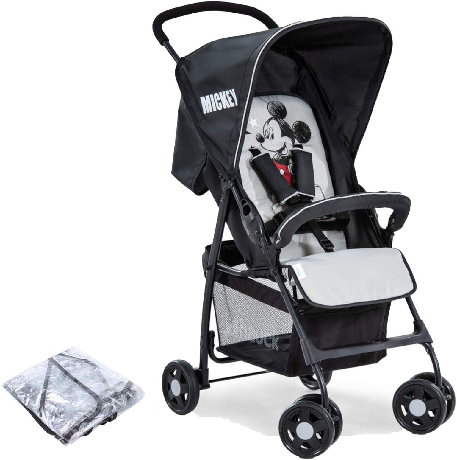 Hauck Disney Sport Pushchair Stroller with Raincover - Mickey Stars grey