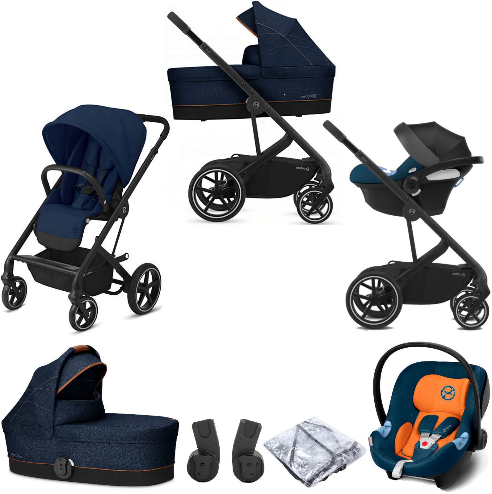 Cybex Balios S Lux (Aton M) Travel System with Carrycot - Navy Blue Cybex Balios S Lux (Aton M) Travel System with Carrycot - Navy Blue