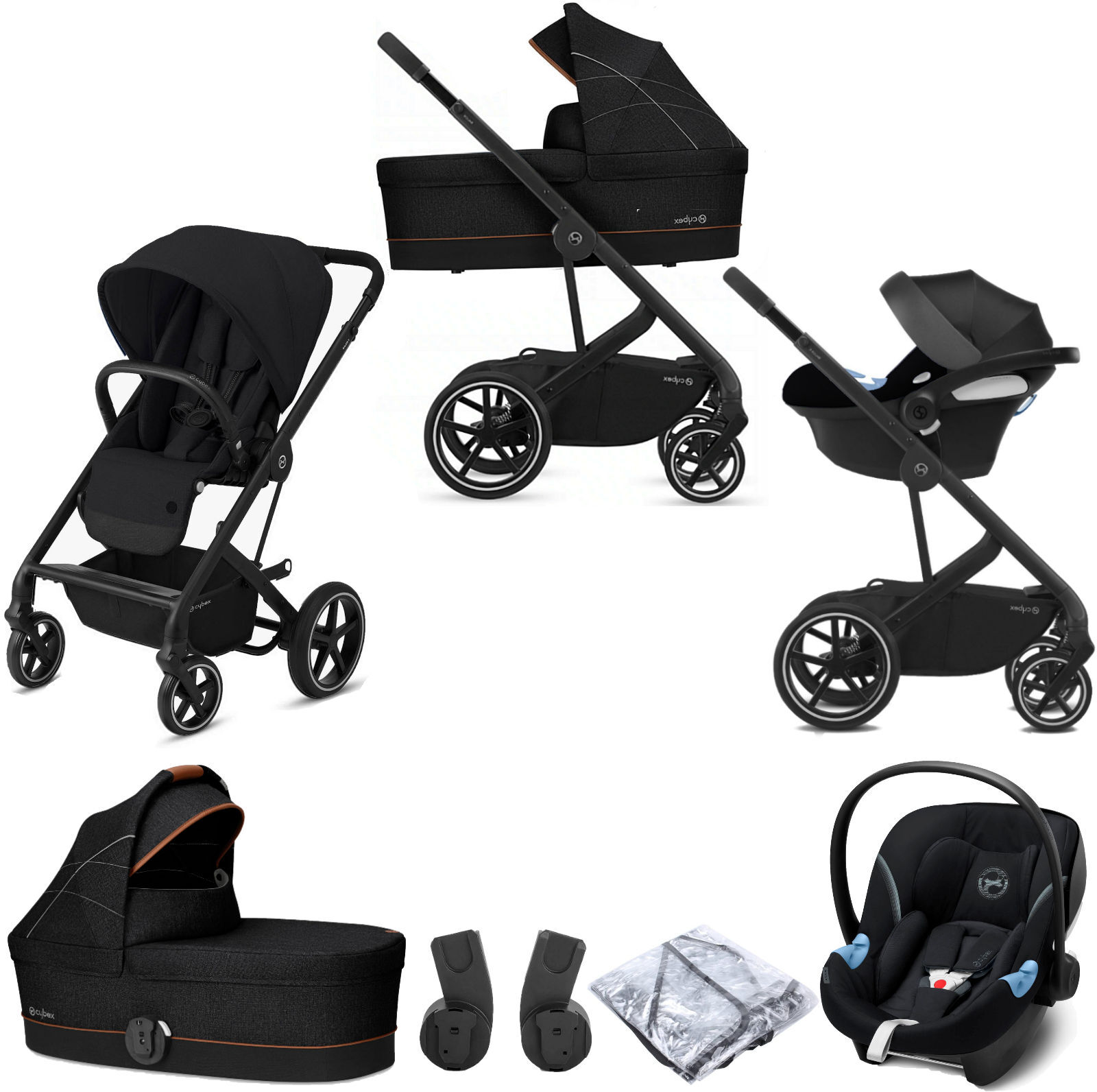 Cybex Balios S Lux (Aton M i-Size) Travel System with Carrycot - Deep Black Cybex Balios S Lux (Aton M i-Size) Travel System with Carrycot - Deep Black