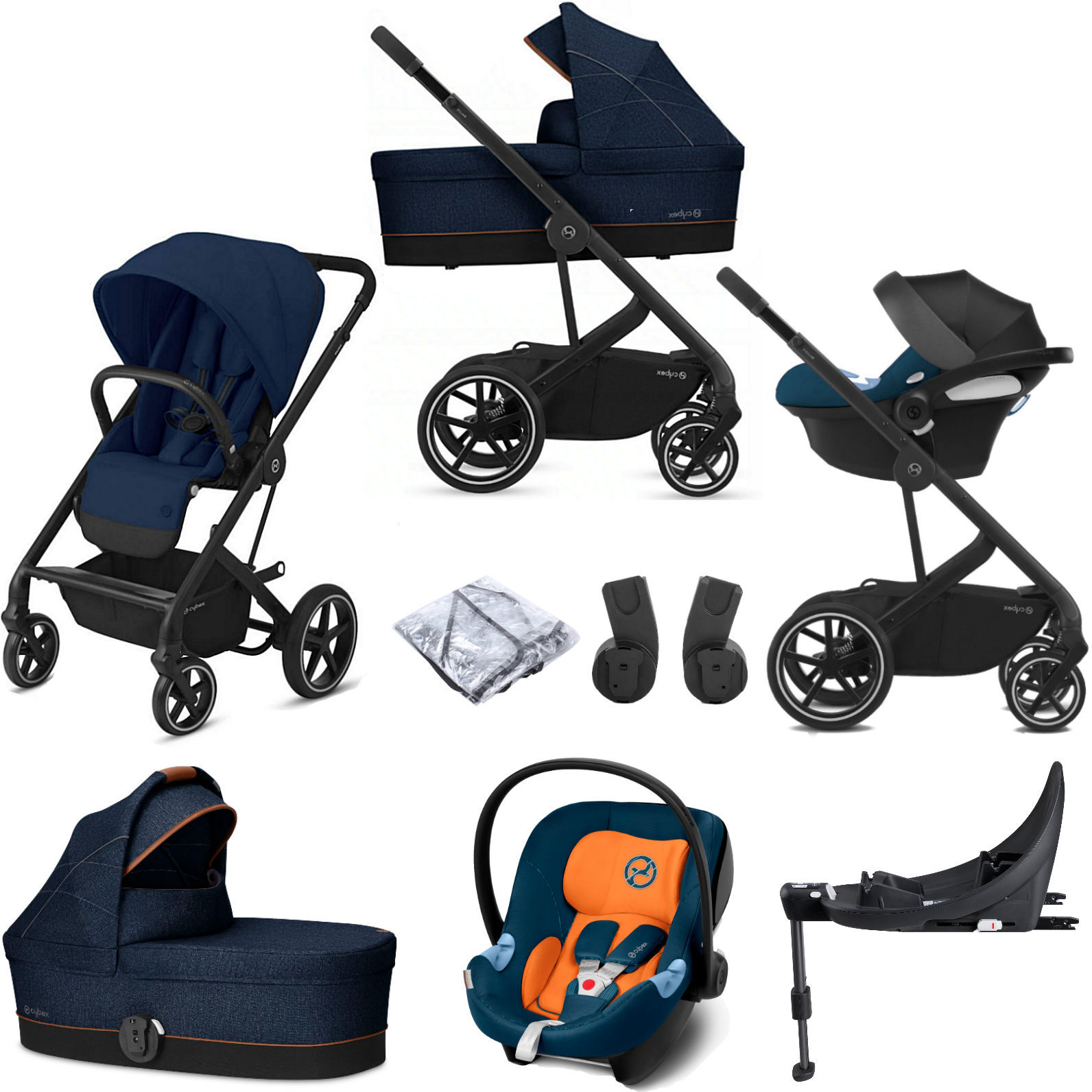 Cybex Balios S Lux (Aton M) Travel System with Carrycot & ISOFIX Base - Navy Blue Cybex Balios S Lux (Aton M) Travel System with Carrycot & ISOFIX Base - Navy Blue