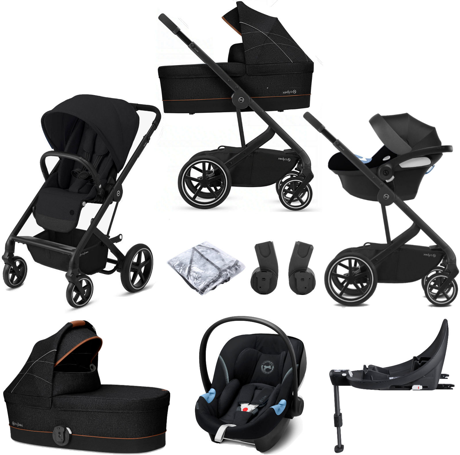 Cybex Balios S Lux (Aton M i-Size) Travel System with Carrycot & ISOFIX Base - Deep Black Cybex Balios S Lux (Aton M i-Size) Travel System with Carrycot & ISOFIX Base - Deep Black