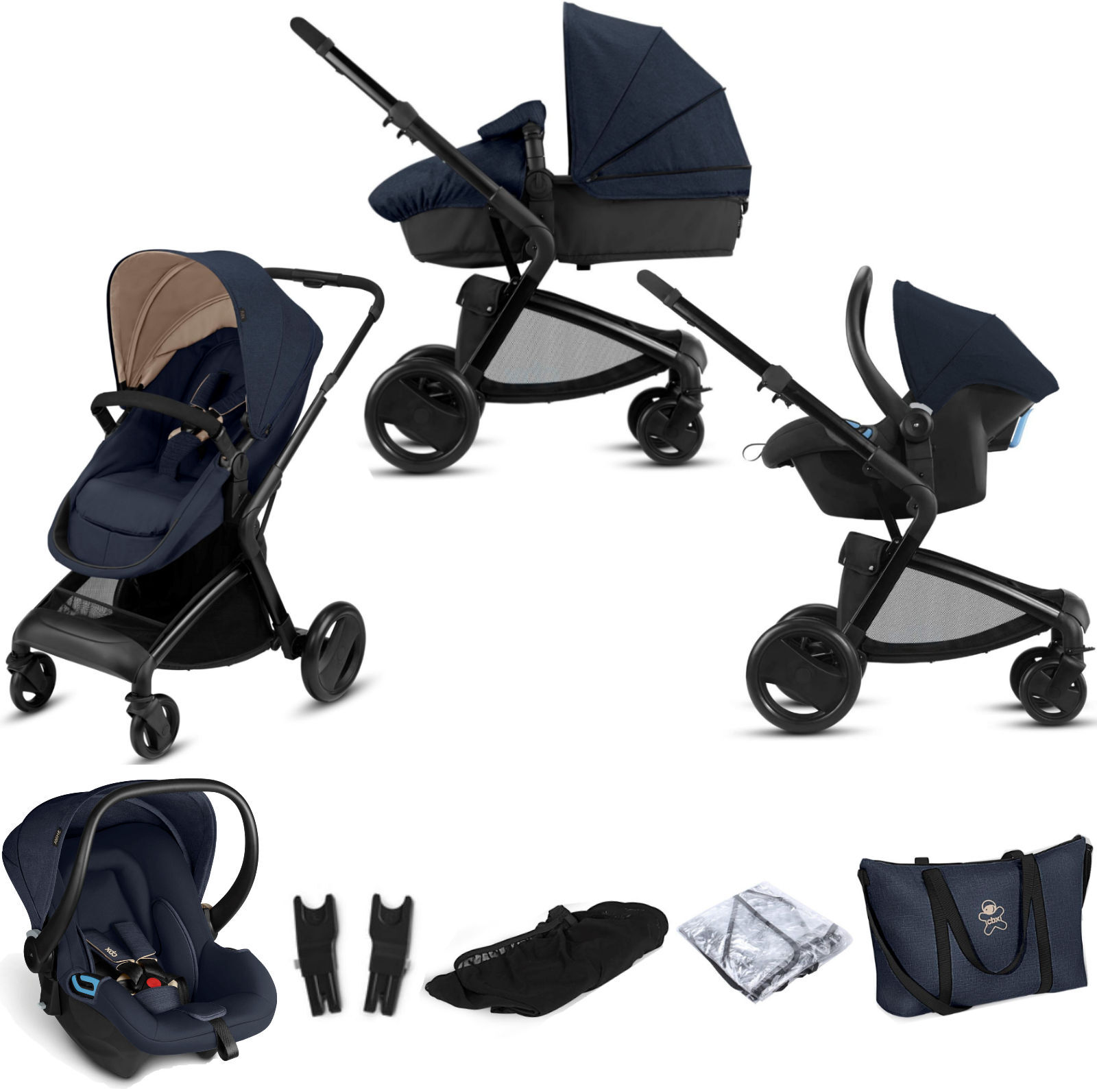 CBX Cybex CBX Bimisi Flex (Shima) Travel System with Accessories - Jeansy Blue