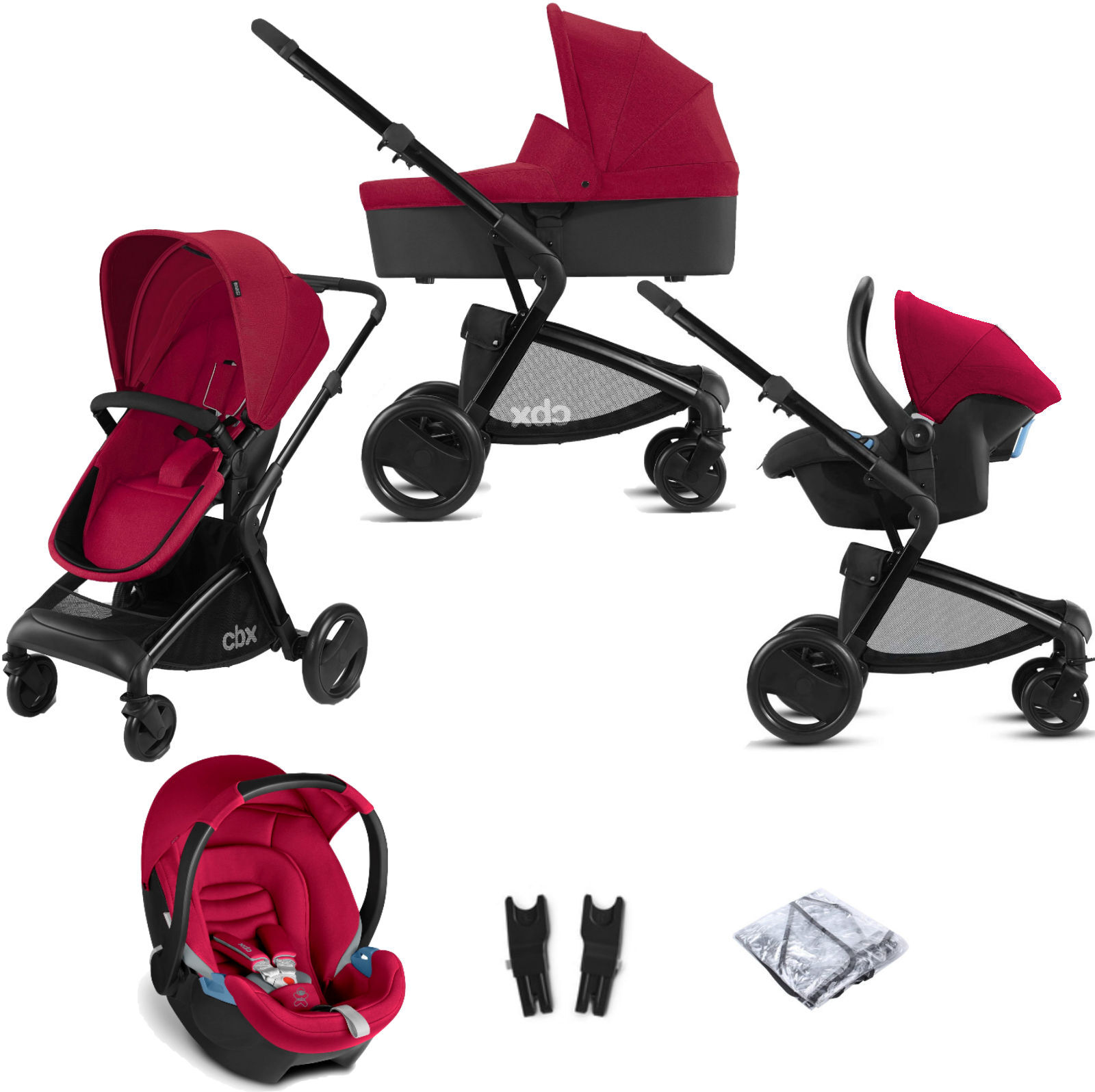 CBX Cybex CBX Bimisi Pure (Aton) Travel System with Carrycot - Crunchy Red CBX Cybex CBX Bimisi Pure (Aton) Travel System with Carrycot - Crunchy Red