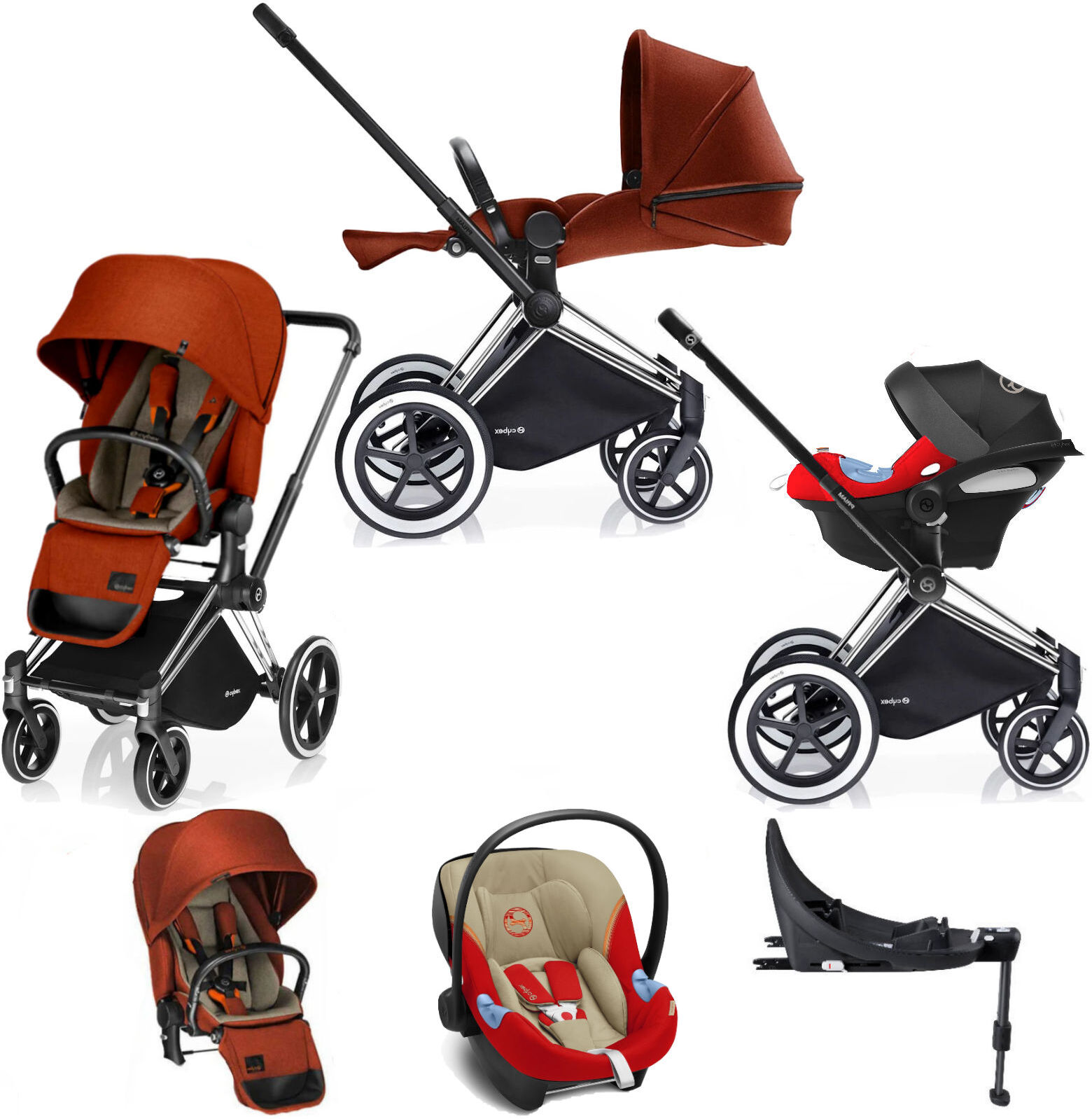 Cybex Priam Lux Platinum (Aton M i-Size) Travel System with Base - Autumn Gold Cybex Priam Lux Platinum (Aton M i-Size) Travel System with Base - Autumn Gold