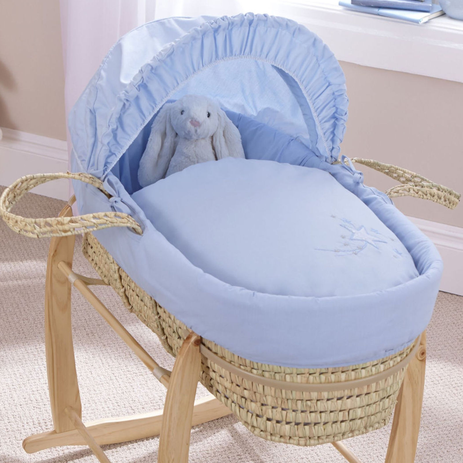 Clair De Lune Palm Moses Basket - Starburst Blue