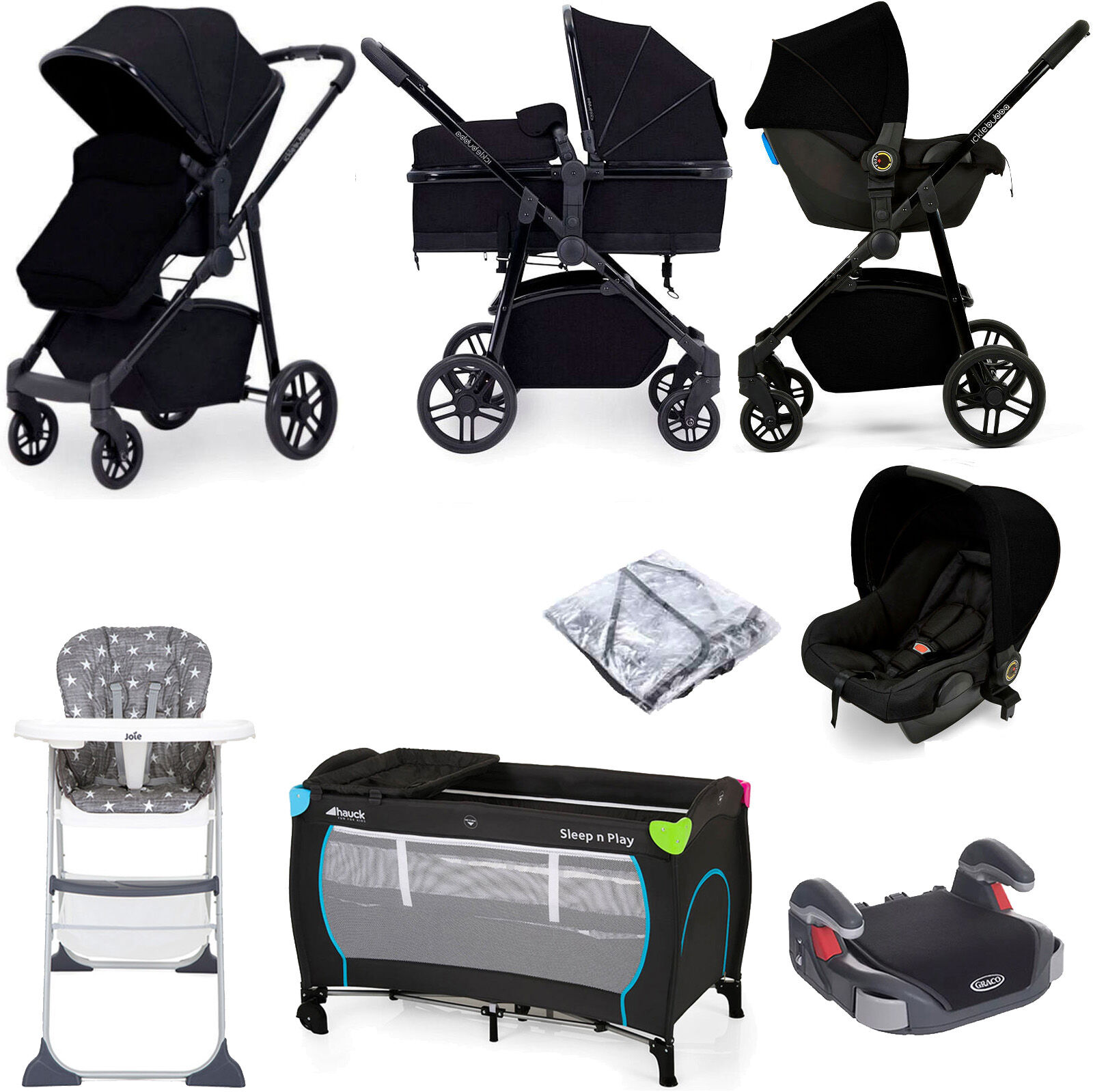 Ickle Bubba Moon 3 in 1 (Astral) Everything You Need Travel System Bundle - Black Ickle Bubba Moon 3 in 1 (Astral) Everything You Need Travel System Bundle - Black