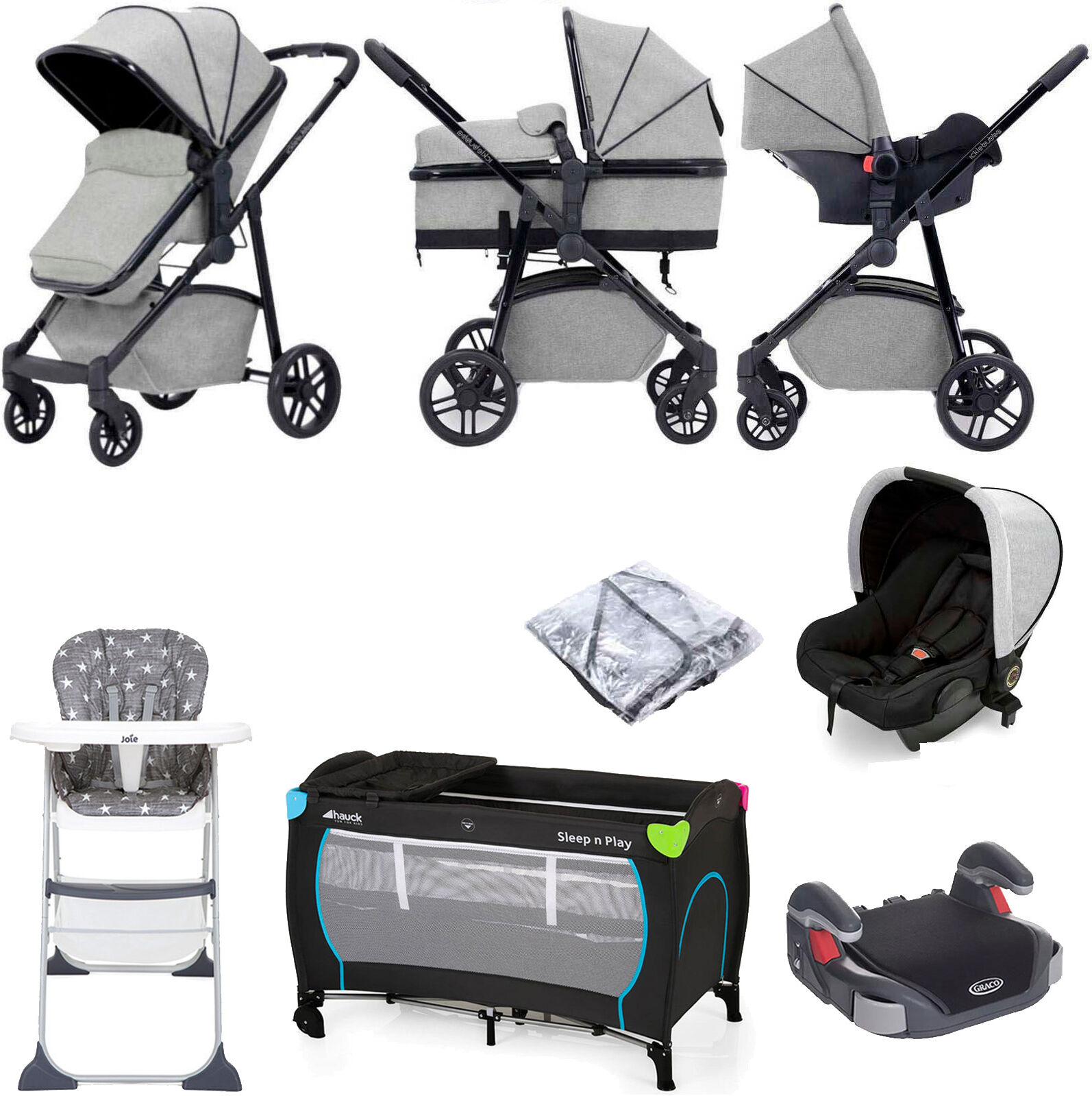 Ickle Bubba Moon 3 in 1 (Astral) Everything You Need Travel System Bundle - Light Grey Ickle Bubba Moon 3 in 1 (Astral) Everything You Need Travel System Bundle - Light Grey