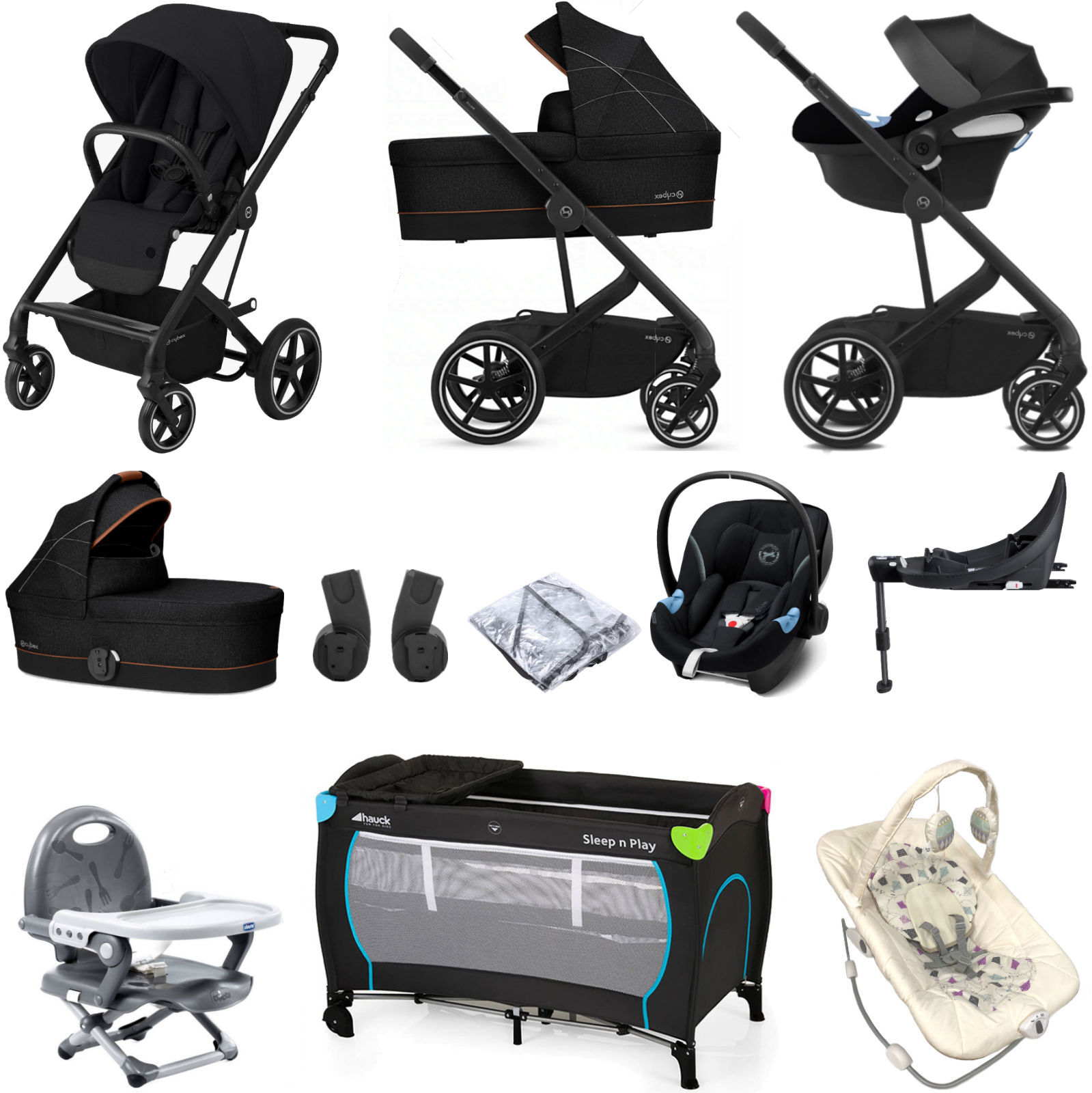 Cybex Balios S Lux (Aton M i-Size) Everything You Need Travel System with Carrycot & ISOFIX Base - Deep Black Cybex Balios S Lux (Aton M i-Size) Everything You Need Travel System with Carrycot & ISOFIX Base - Deep Black