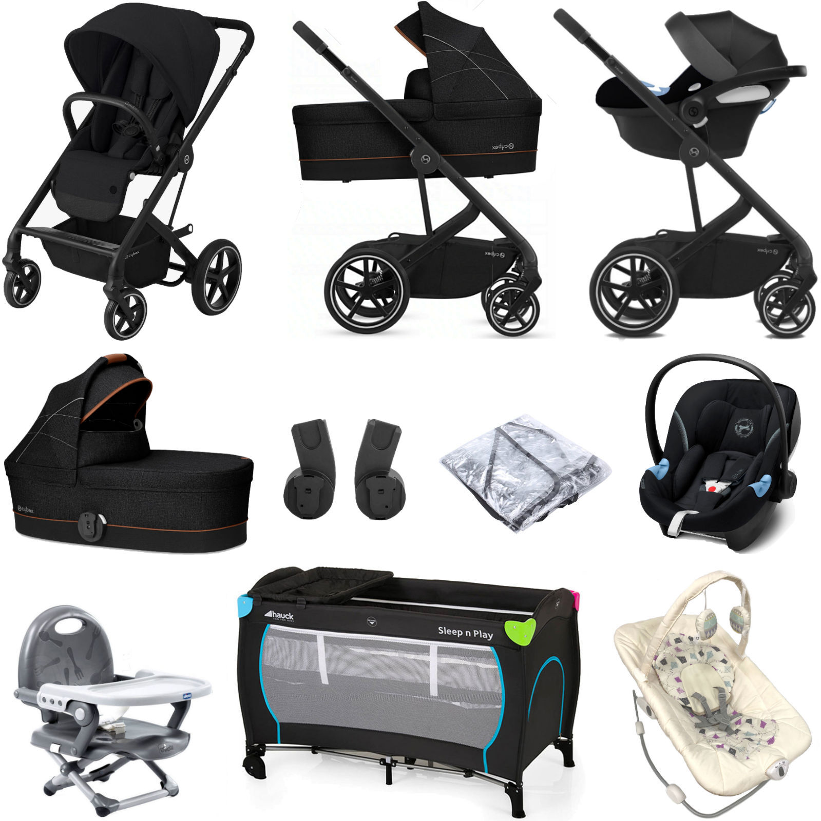Cybex Balios S Lux (Aton M i-Size) Everything You Need Travel System Bundle with Carrycot - Deep Black Cybex Balios S Lux (Aton M i-Size) Everything You Need Travel System Bundle with Carrycot - Deep Black