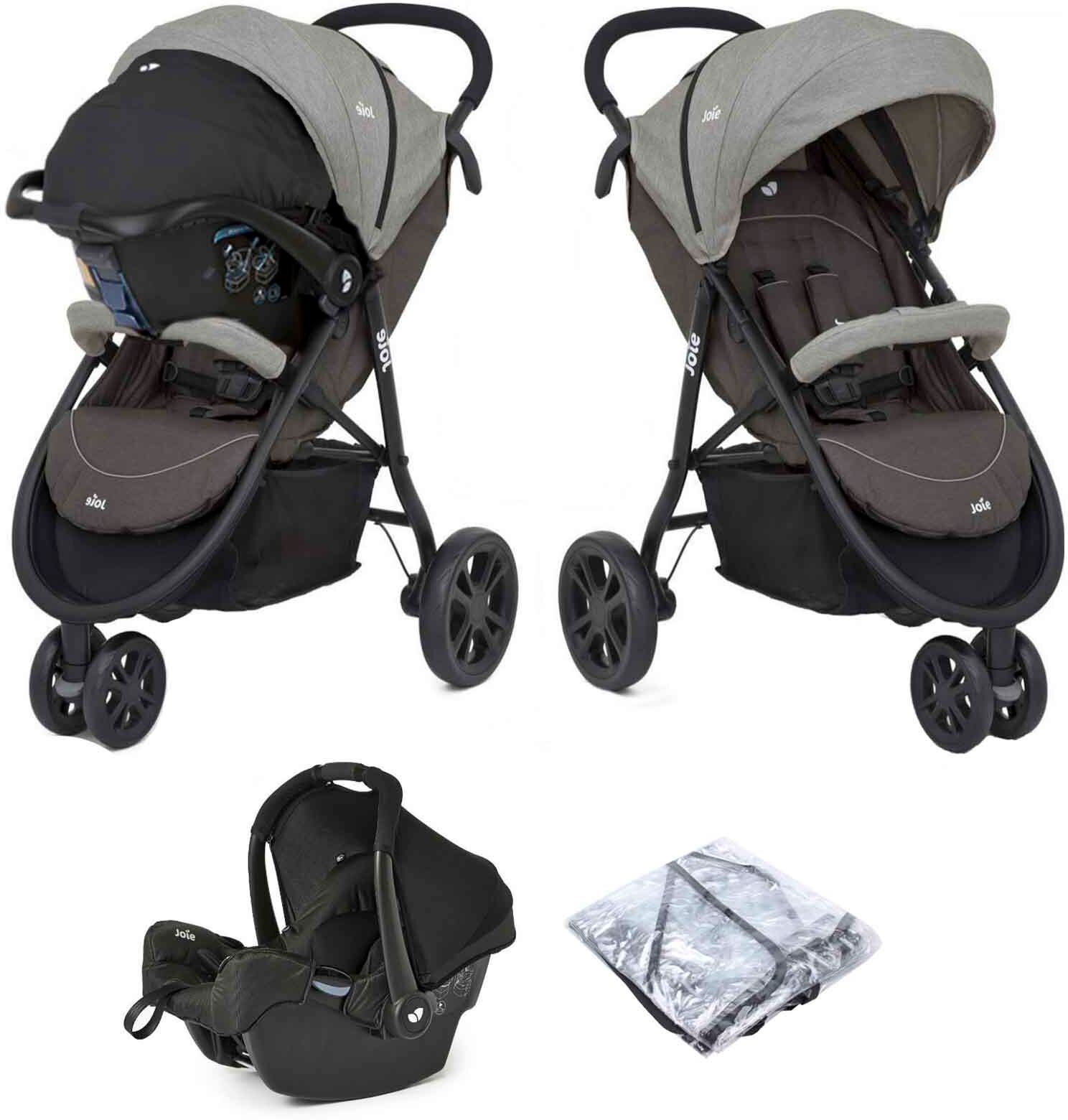 Joie Litetrax 3 (Gemm) Travel System - Dark Pewter Joie Litetrax 3 (Gemm) Travel System - Dark Pewter