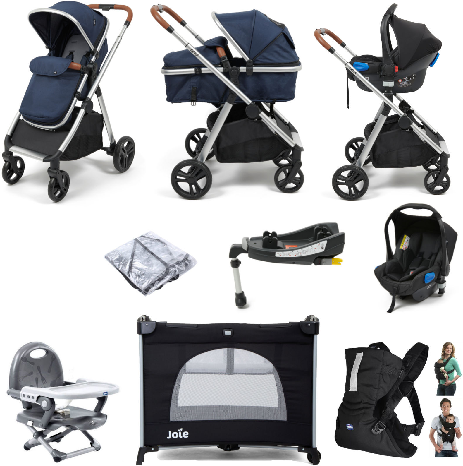 Babylo Luna 3in1 Everything Travel System Bundle with ISOFIX Base - Blue Babylo Luna 3in1 Everything Travel System Bundle with ISOFIX Base - Blue