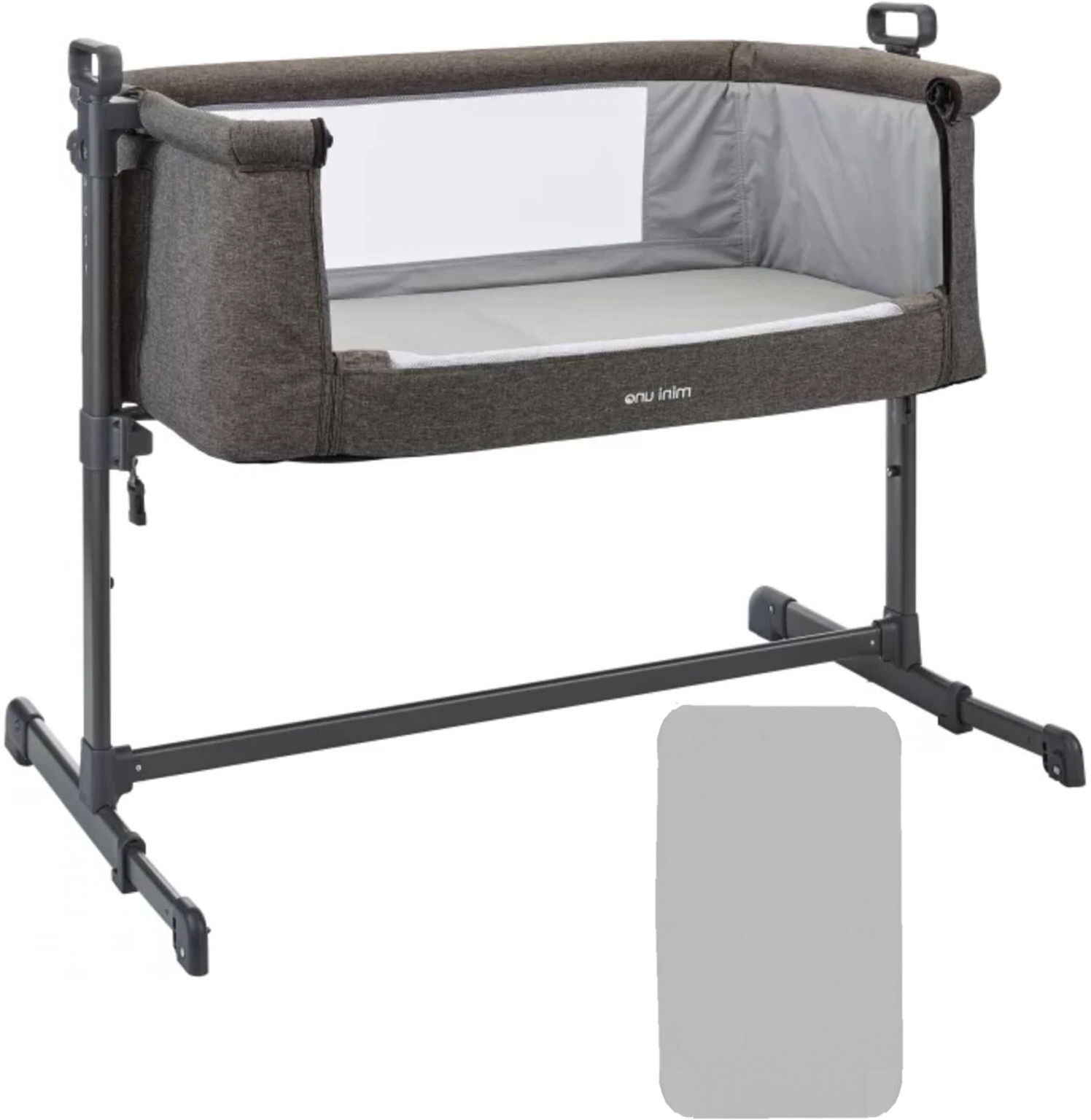 Mini Uno Sleeptite Co Sleeping Next2Me Bedside Crib with Fitted Sheet - Grey Melange Mini Uno Sleeptite Co Sleeping Next2Me Bedside Crib with Fitted Sheet - Grey Melange