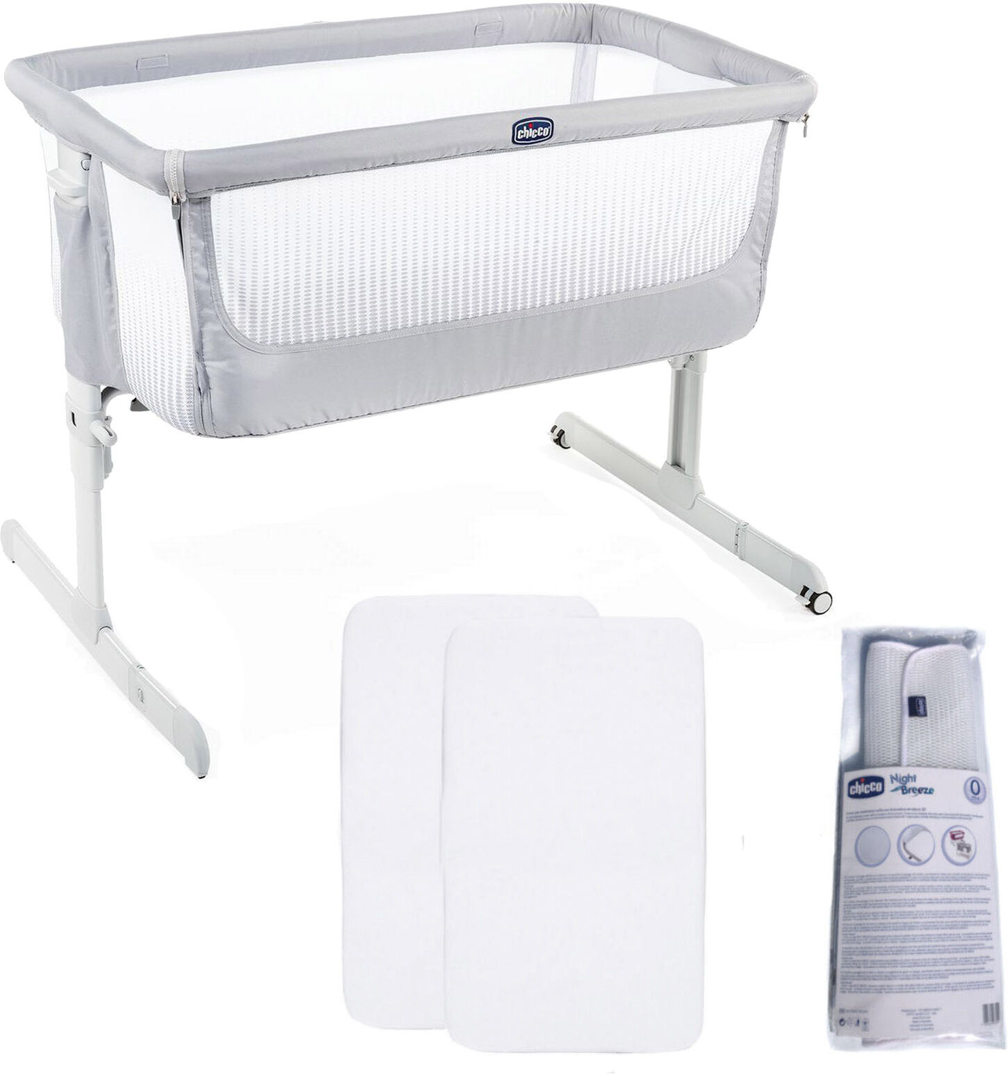 Chicco 4 Piece Next2Me Air Bedside Crib Bundle - Stone Grey Chicco 4 Piece Next2Me Air Bedside Crib Bundle - Stone Grey