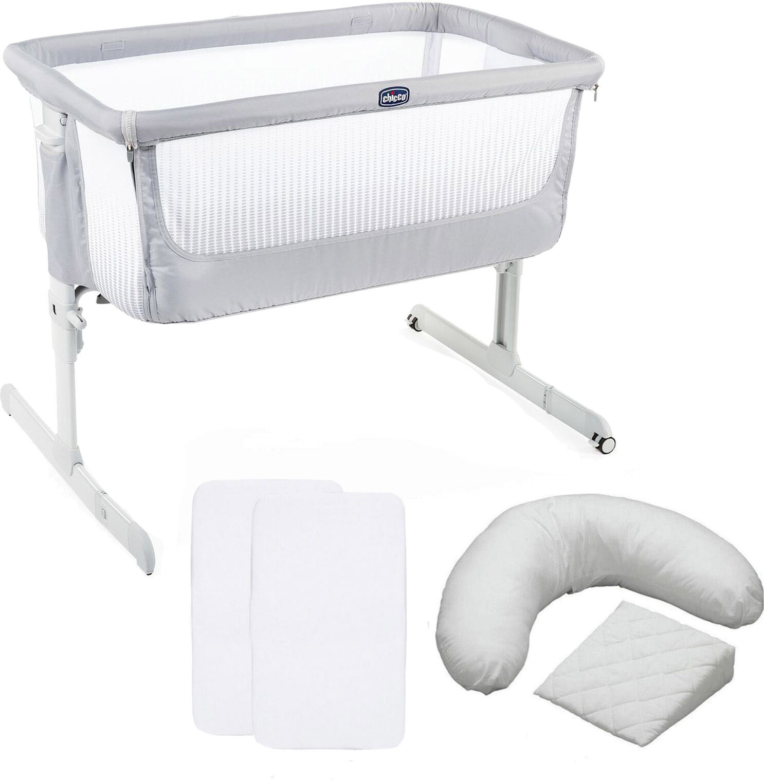 Chicco Next2Me Air Bedside Crib 5 Piece Nursery Bundle - Stone Grey Chicco Next2Me Air Bedside Crib 5 Piece Nursery Bundle - Stone Grey