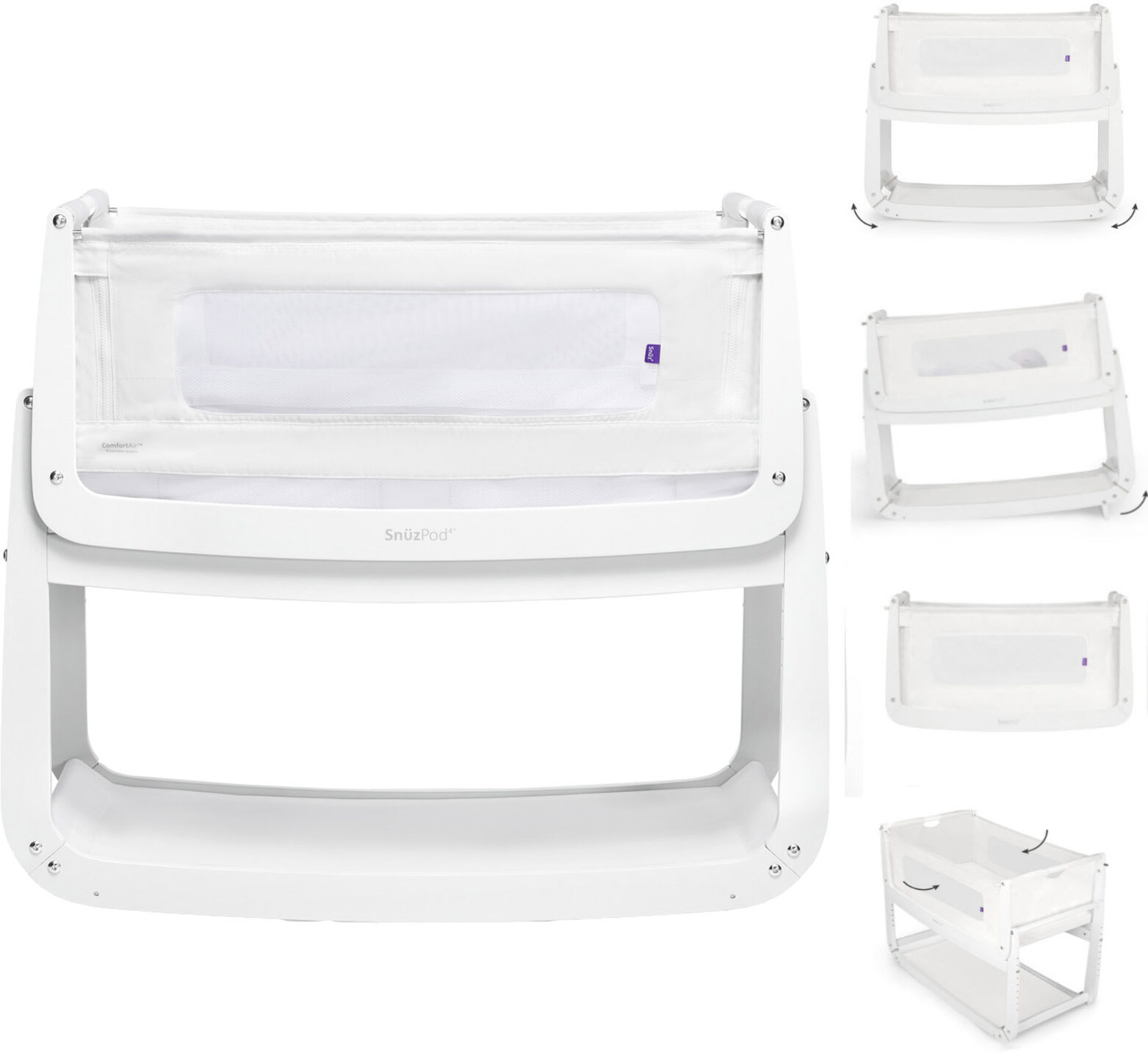 Snuz SnuzPod4 Bedside Crib 3 in 1 With Mattress - White Snuz SnuzPod4 Bedside Crib 3 in 1 With Mattress - White