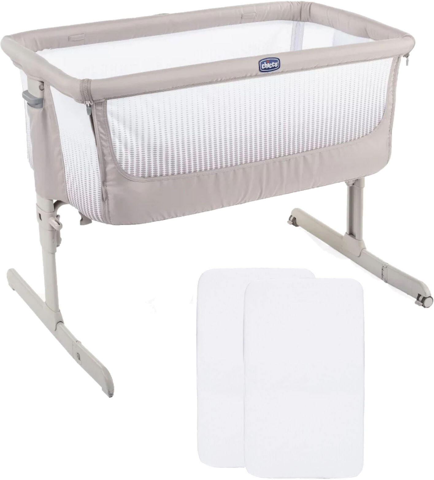 Chicco Next2Me Air 3 in 1 Bedside Crib With 2 Fitted Sheets - Dark Beige Chicco Next2Me Air 3 in 1 Bedside Crib With 2 Fitted Sheets - Dark Beige
